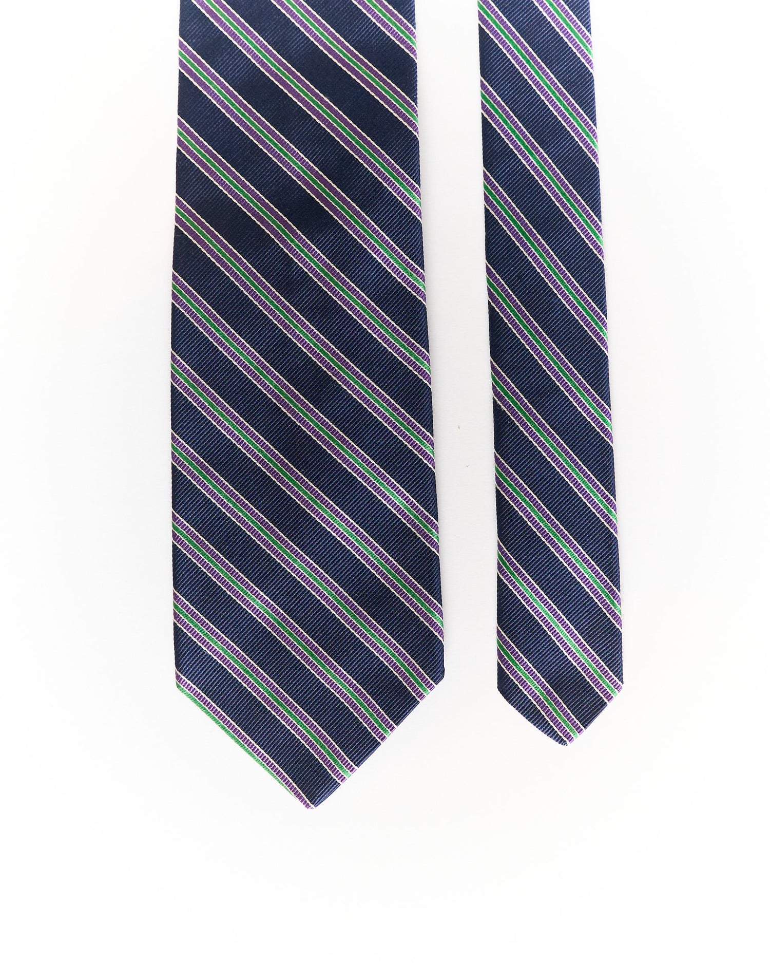 Brooks Brothers 346 Navy, Green and Purple Striped Silk Tie