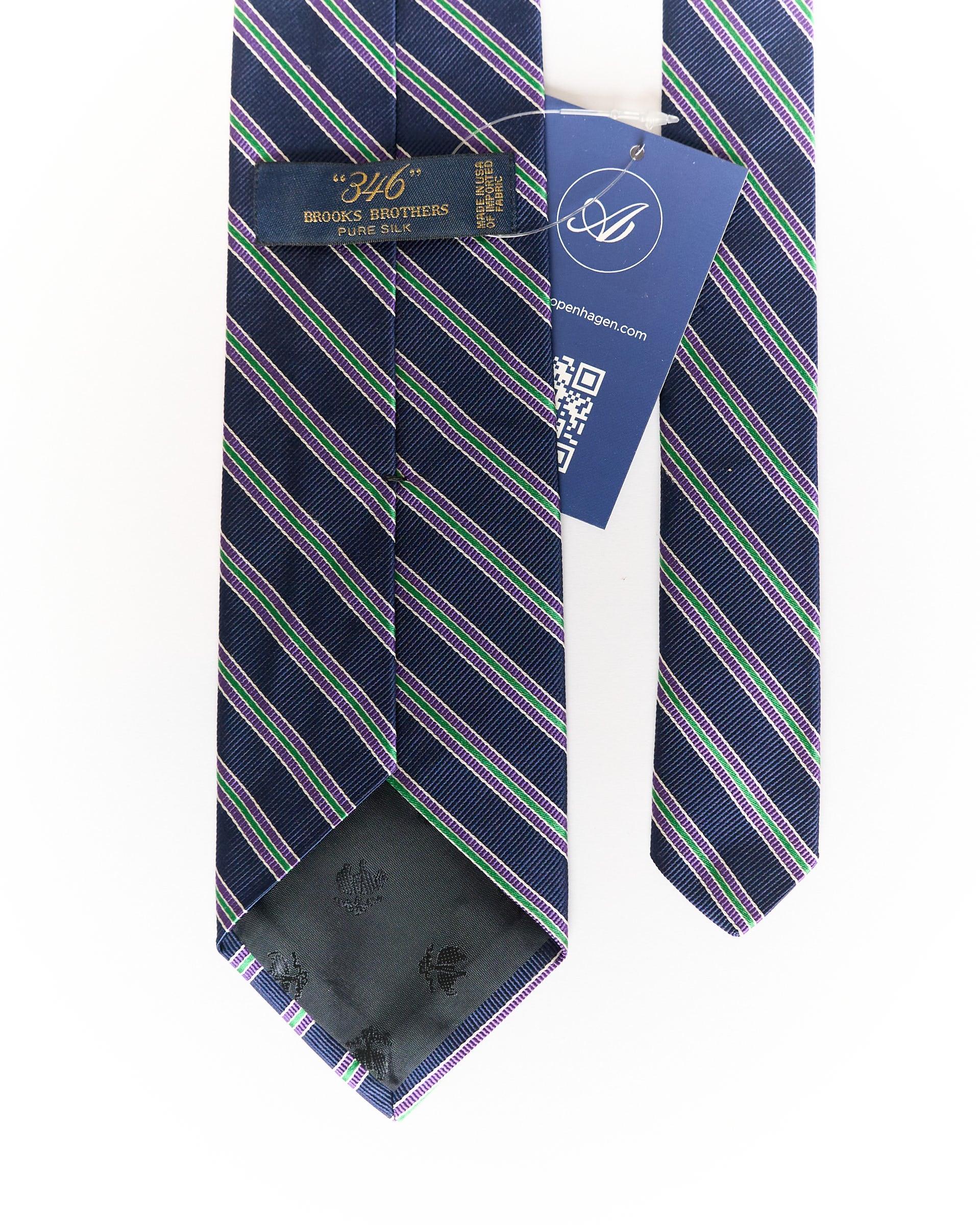 Brooks Brothers 346 Navy, Green and Purple Striped Silk Tie