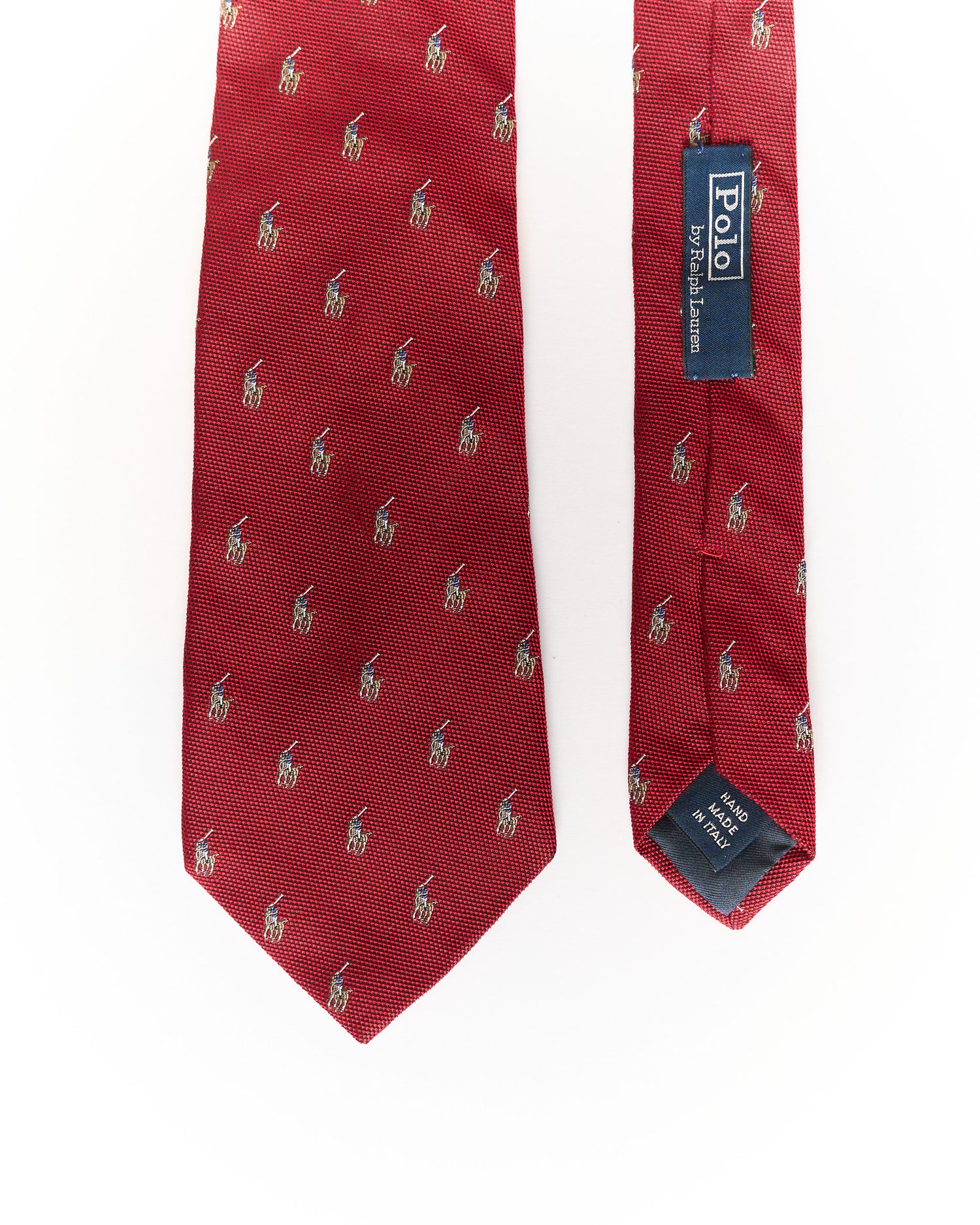 Polo Ralph Lauren Red Crest Hand Made Silk Tie