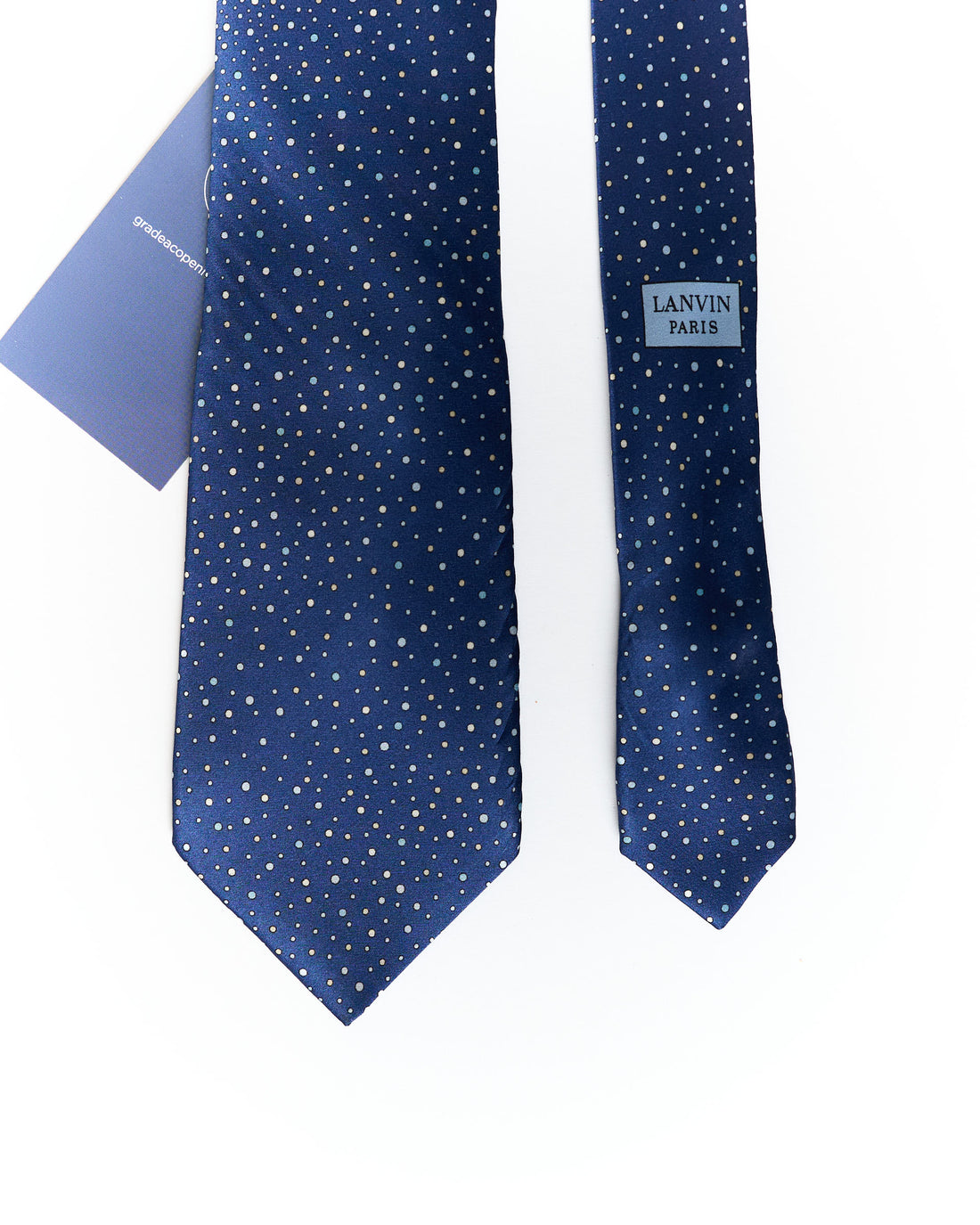 Lanvin Blue Dotted Silk Tie