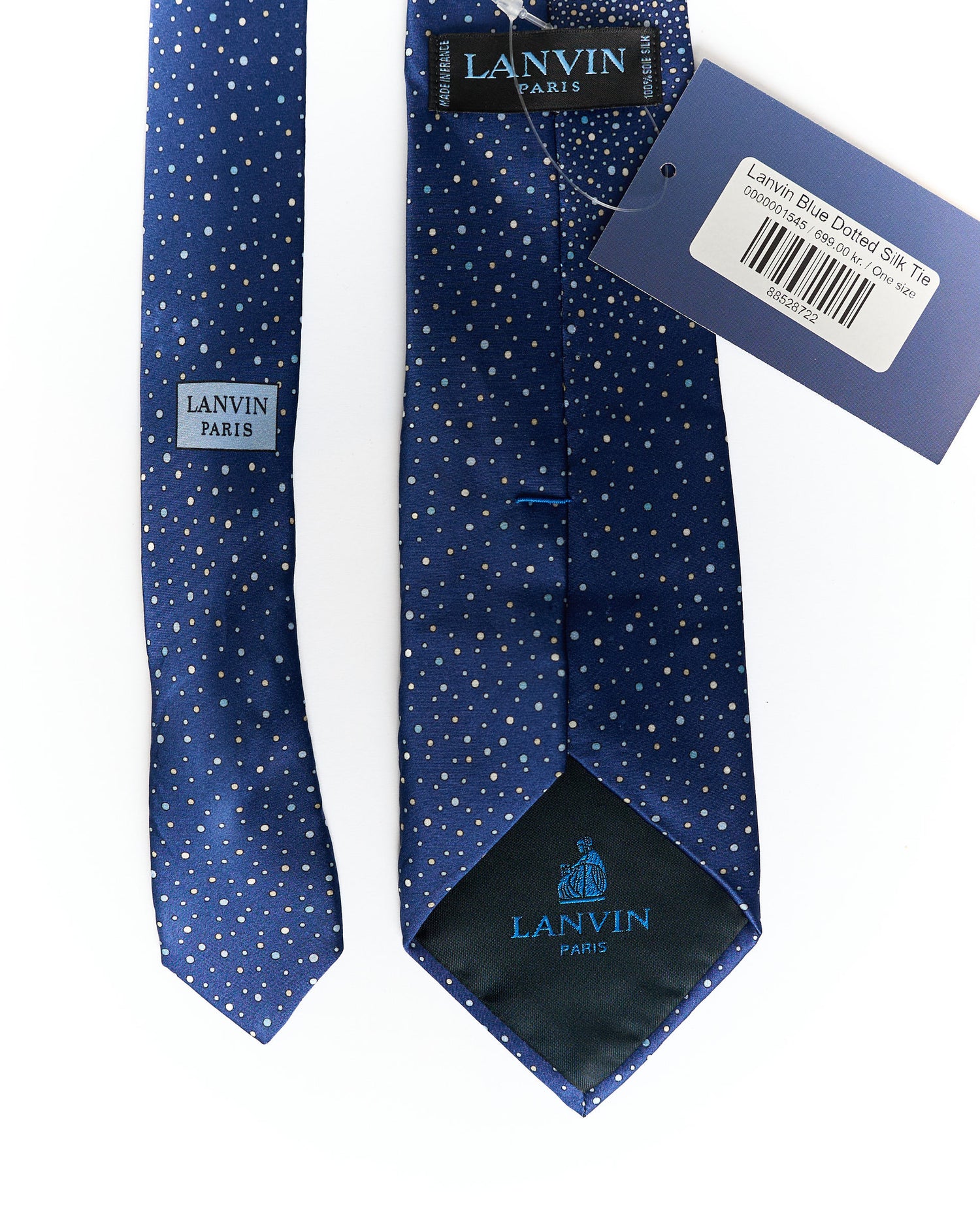Lanvin Blue Dotted Silk Tie
