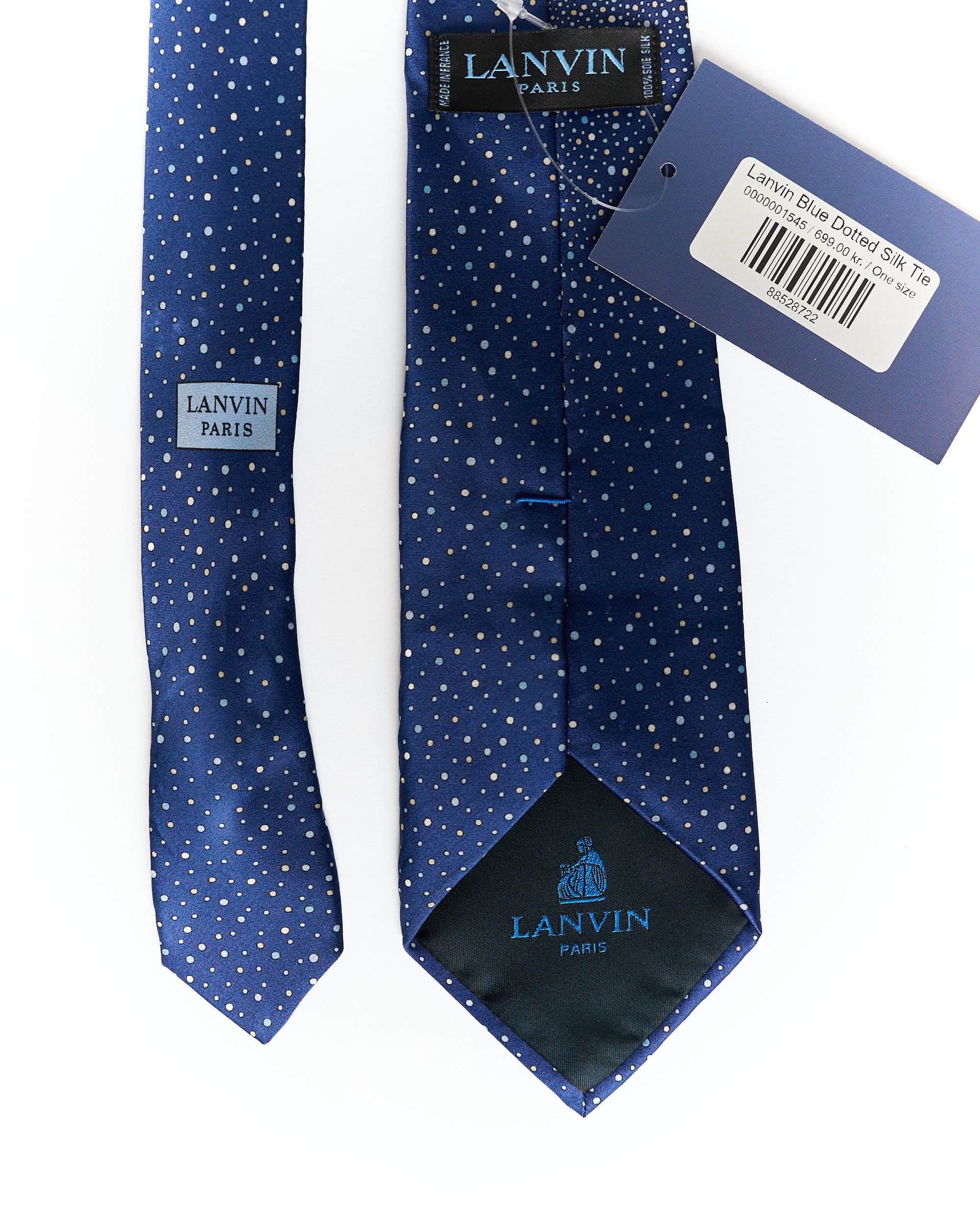 Lanvin Blue Dotted Silk Tie