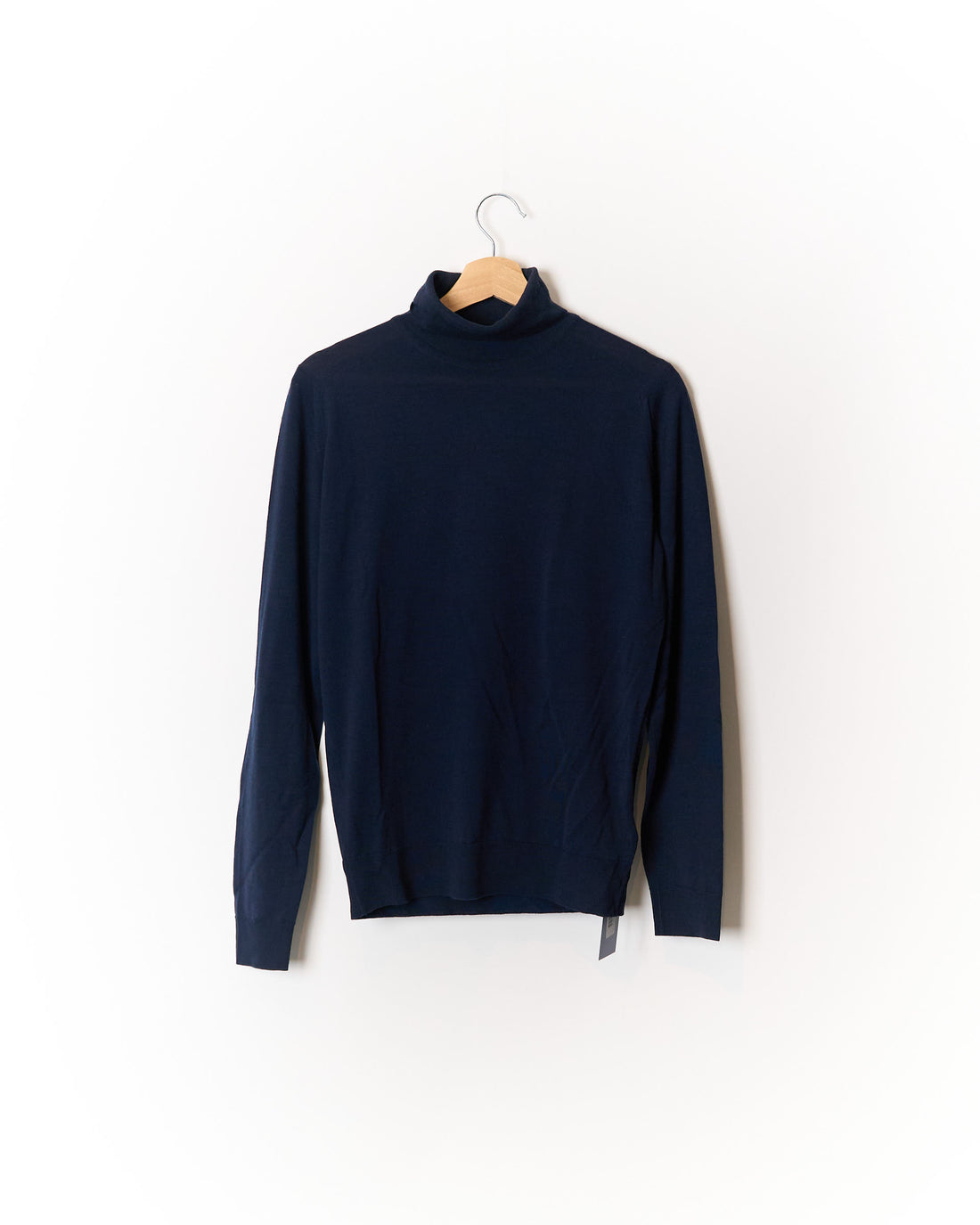 John Smedley Navy Virgin Merino Wool Turtle Neck Knit