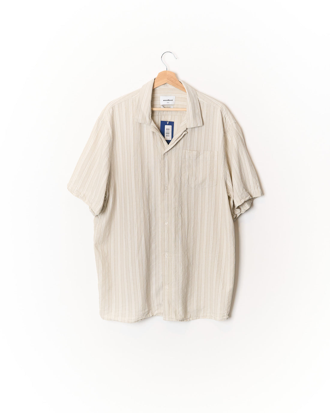 Woodbird Light Sand Iris Linen and Organic Cotton Short Sleeved Shirt