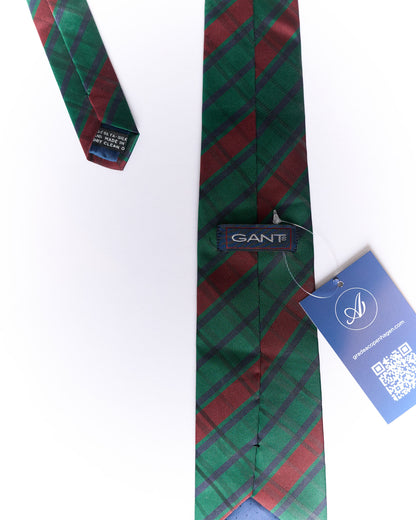 Gant Green, Red and Navy Checkered Silk Tie