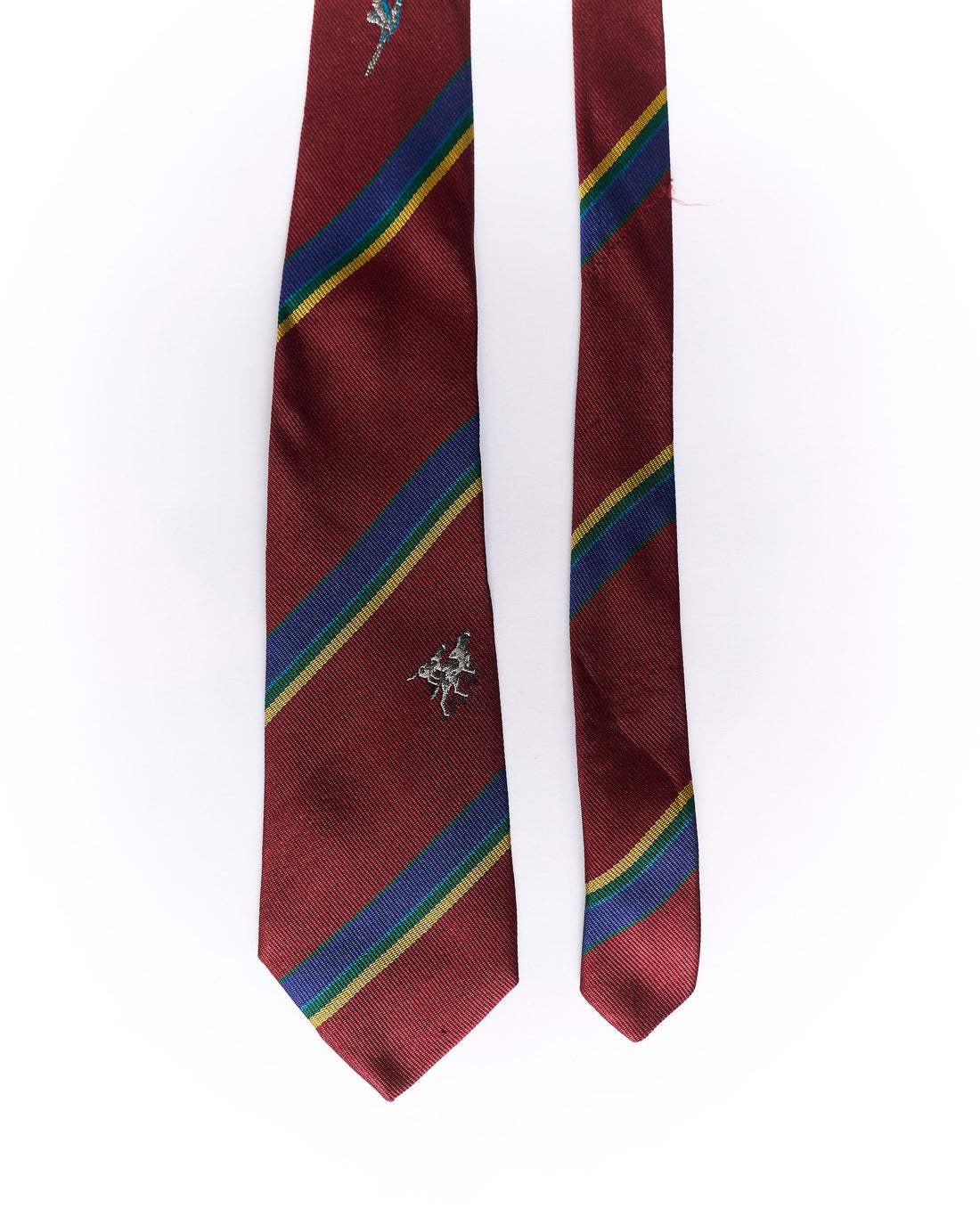 Gant Red, Blue, Yellow and Green Striped Dog Crest Silk Tie
