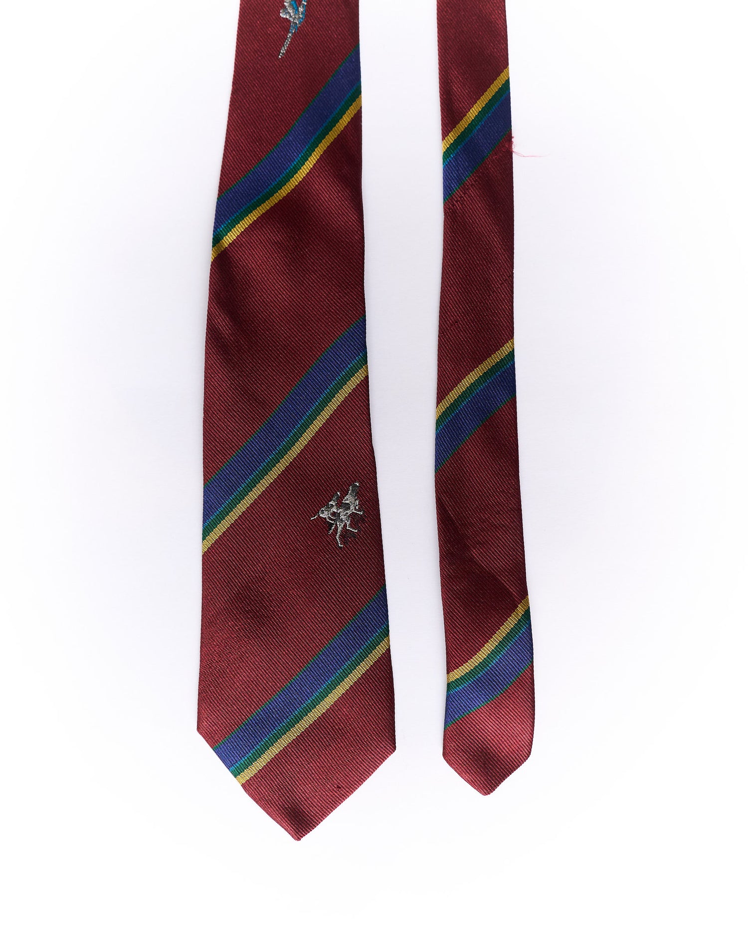 Gant Red, Blue, Yellow and Green Striped Dog Crest Silk Tie