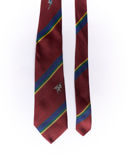 Gant Red, Blue, Yellow and Green Striped Dog Crest Silk Tie