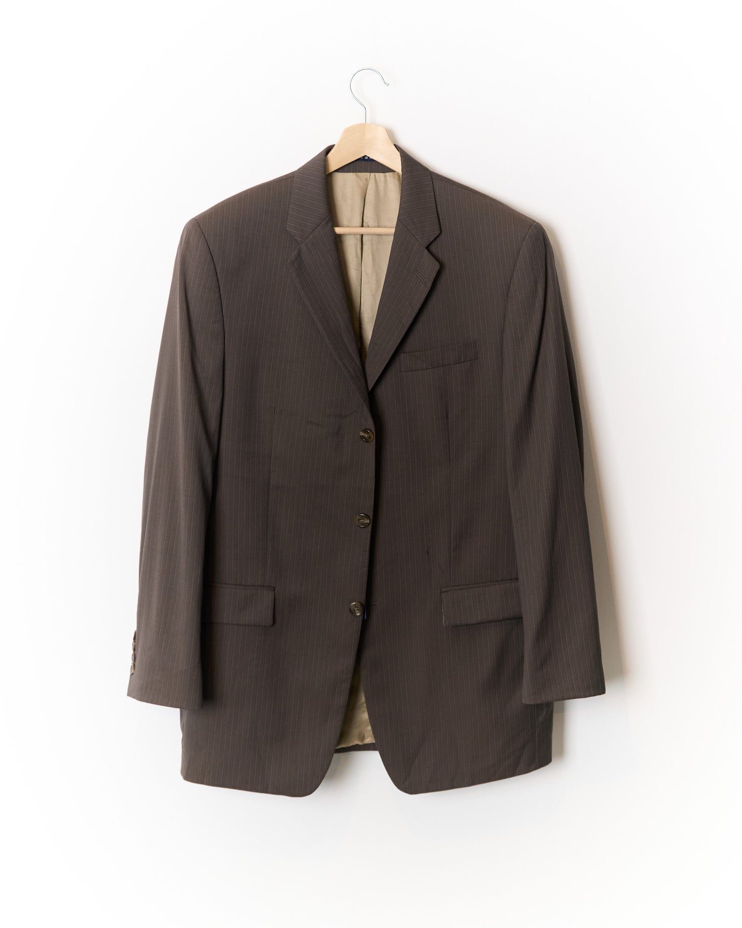 Chaps by Ralph Lauren Brown Striped Wool Blazer