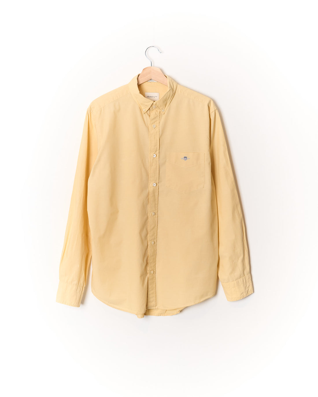 Gant Yellow Poplin Regular Fit Button Down Cotton Shirt