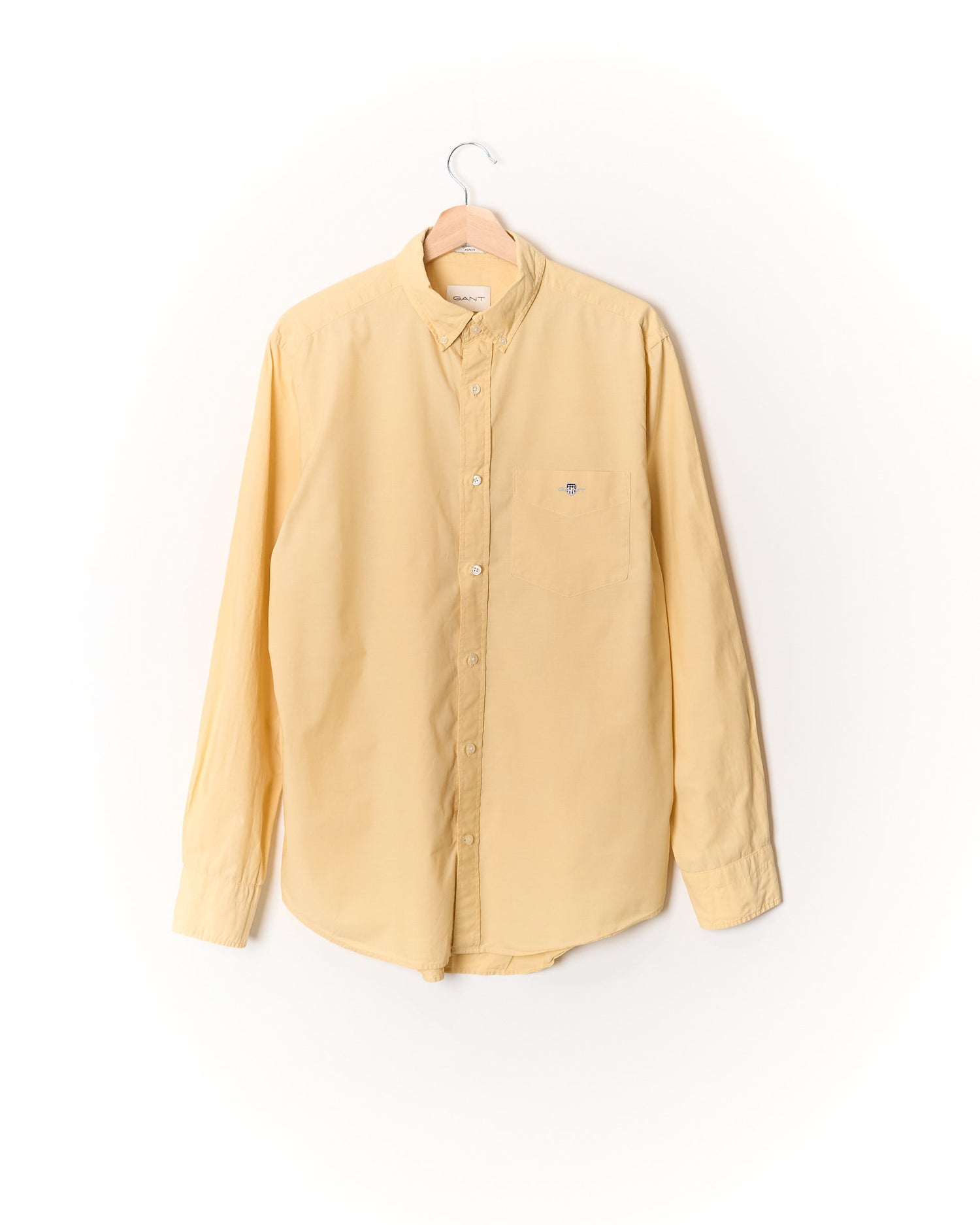 Gant Yellow Poplin Regular Fit Button Down Cotton Shirt