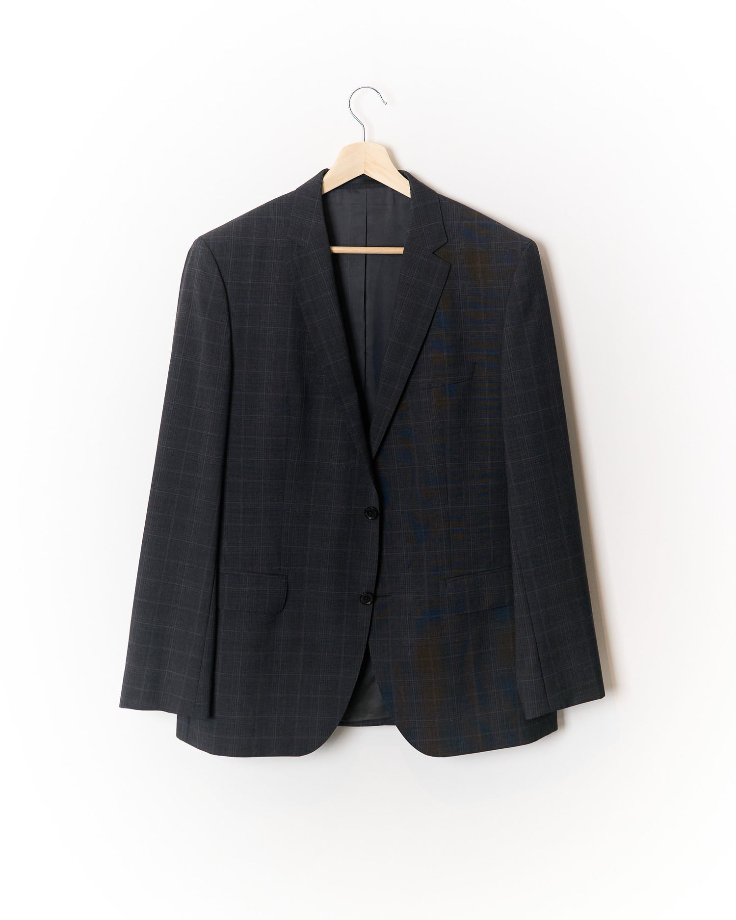 Hugo Boss Dark Grey Checkered Virgin Wool Blazer
