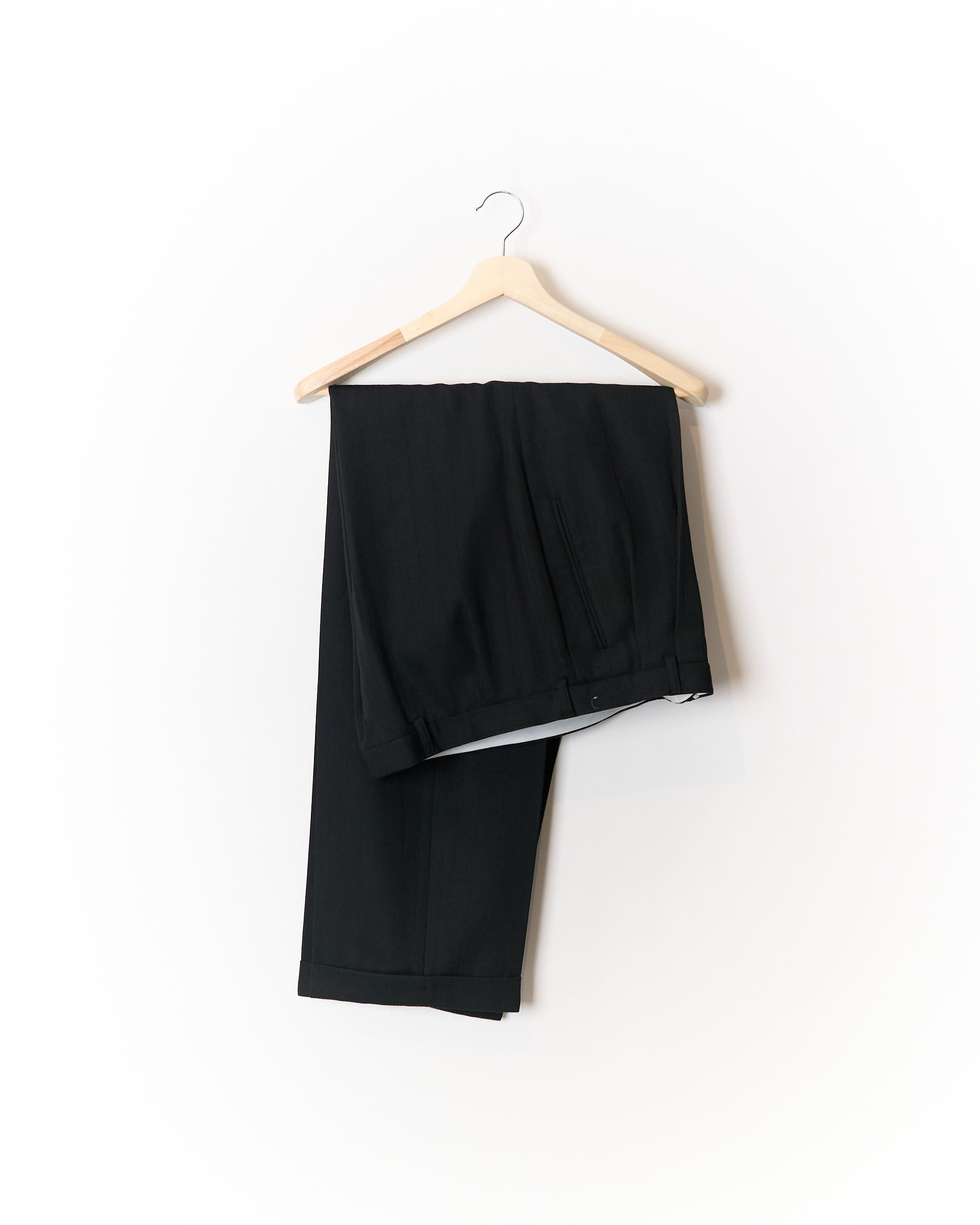 Van Gils Black Striped Double Chested Straight Leg Wool Suit