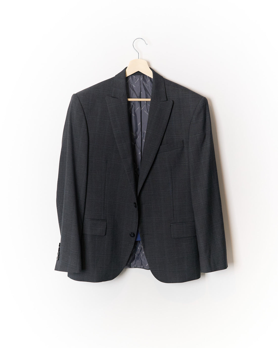 Recman Grey Checkered Wool Sport Jacket Blazer