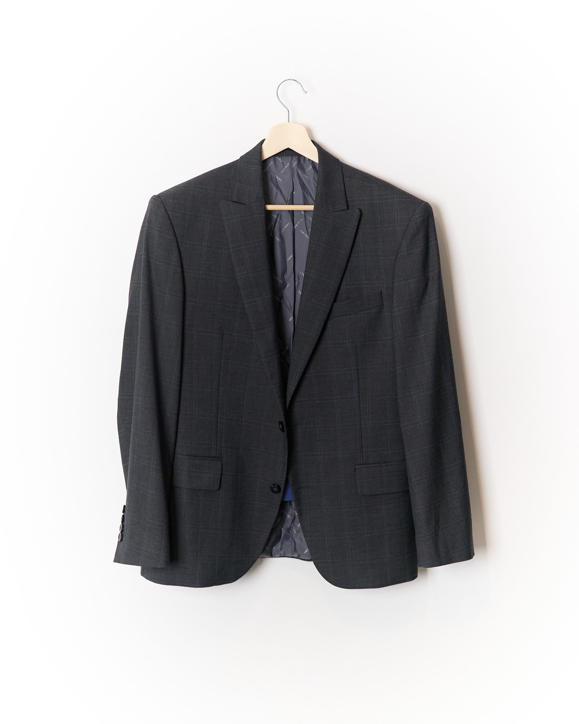 Recman Grey Checkered Wool Sport Jacket Blazer