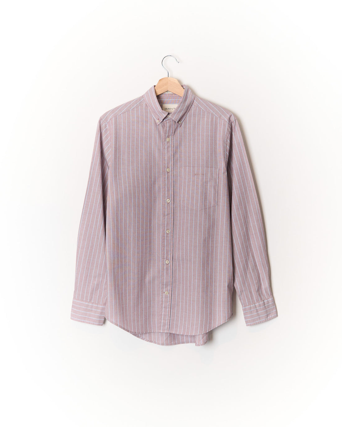 Gant Off-Red and White Striped Regular Fit Button Down Cotton Shirt