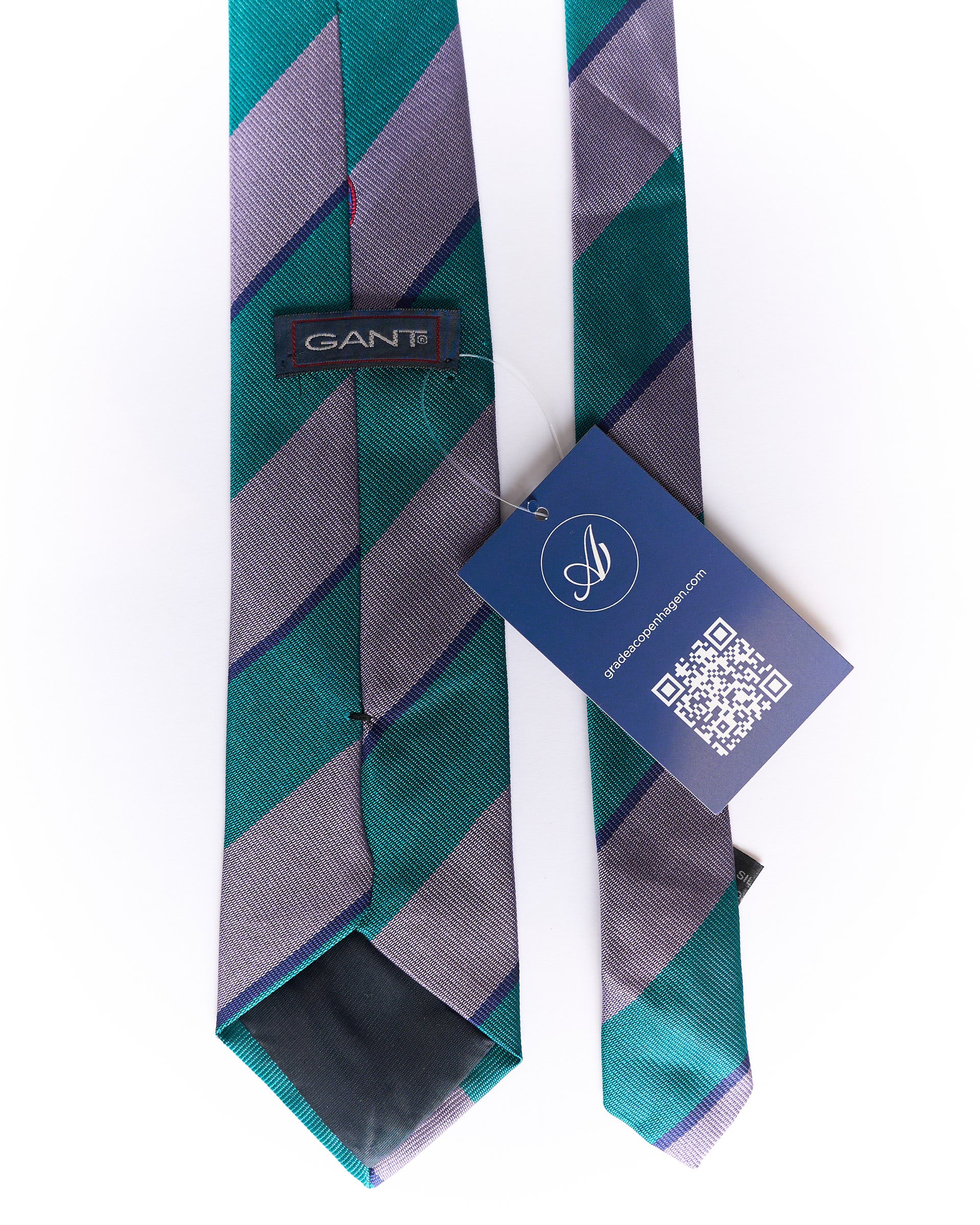 Gant Green, Purple and Navy Striped Silk Tie