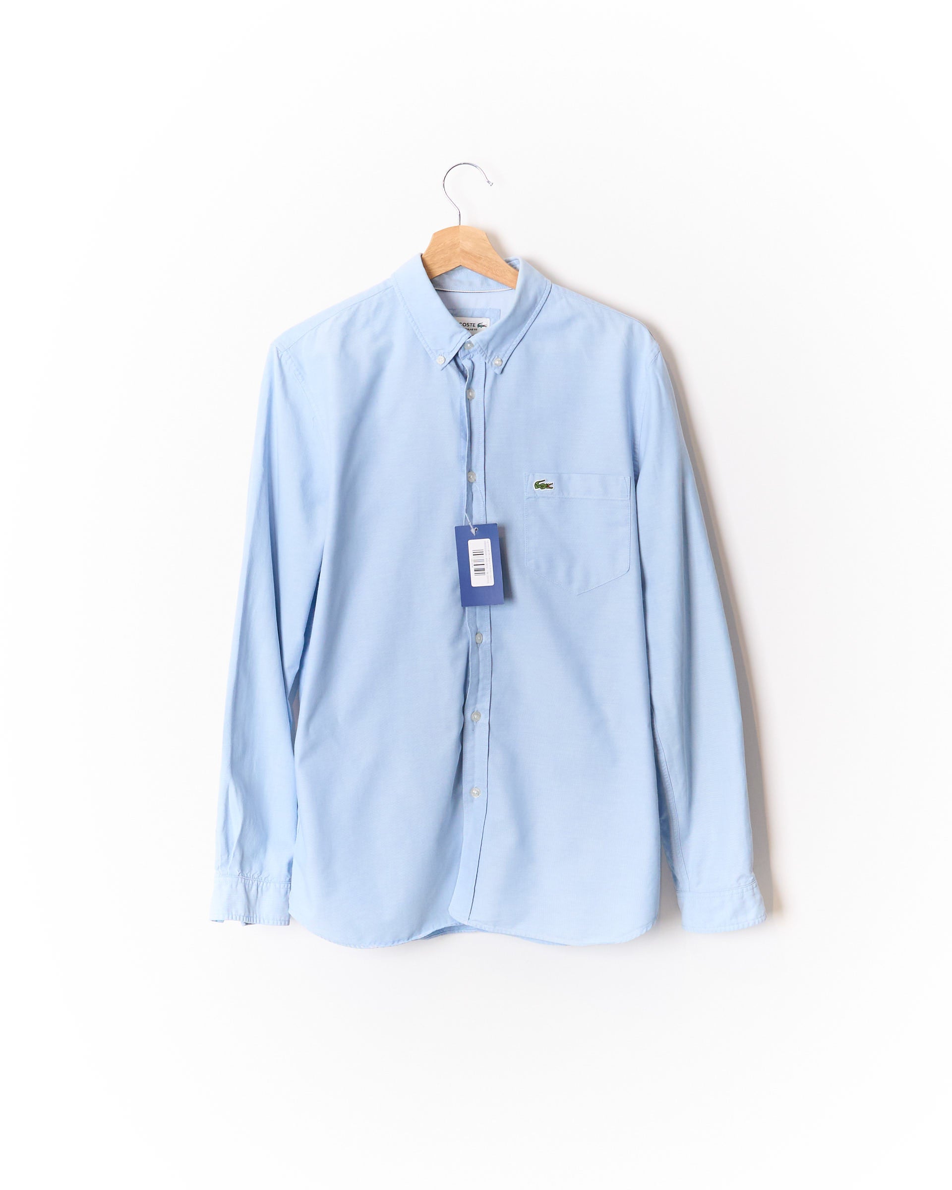Lacoste Light Blue Regular Fit Button Down Cotton Shirt