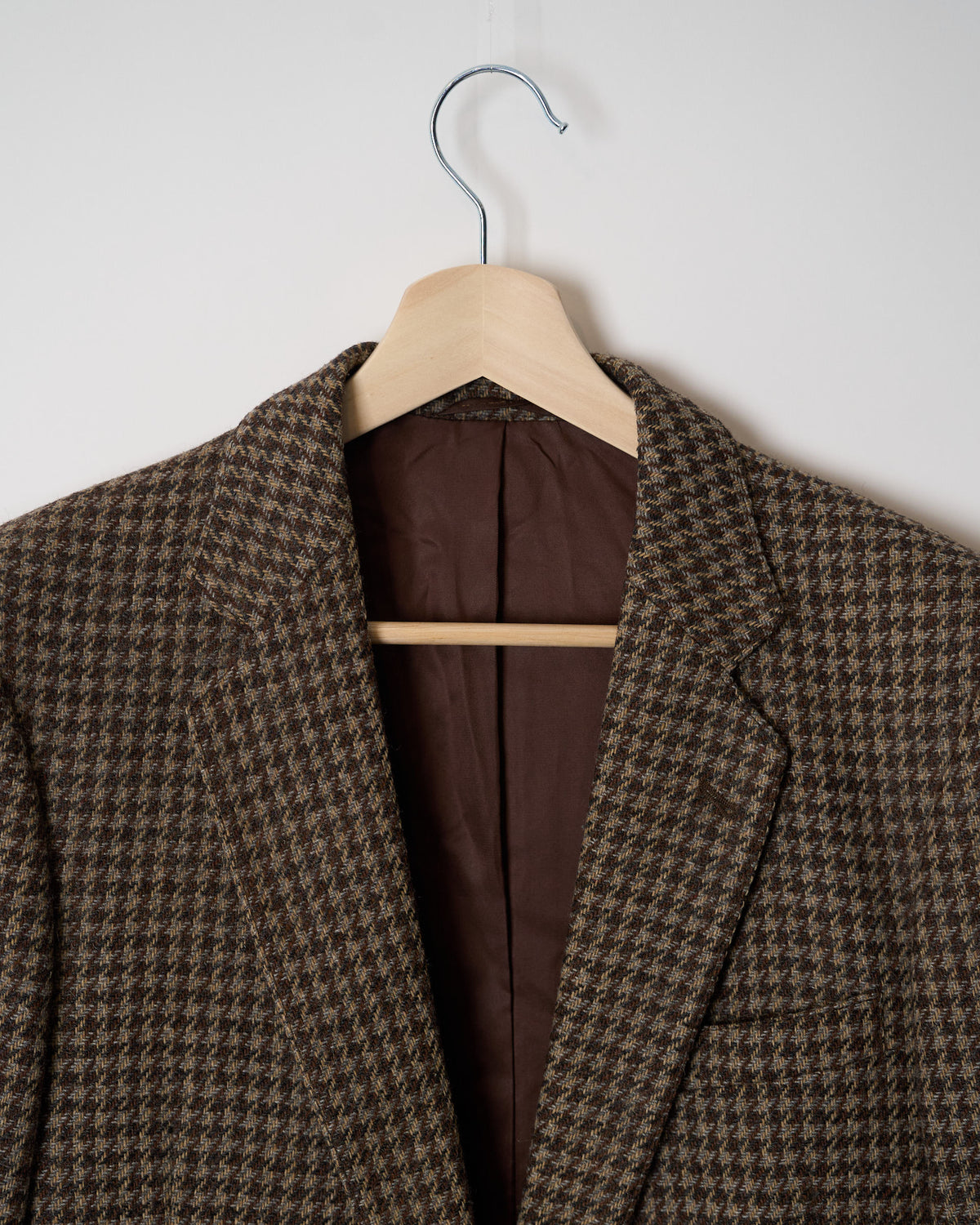 Cambrige Sport Beige and Brown Houndstooth Sport Jacket Wool Blazer