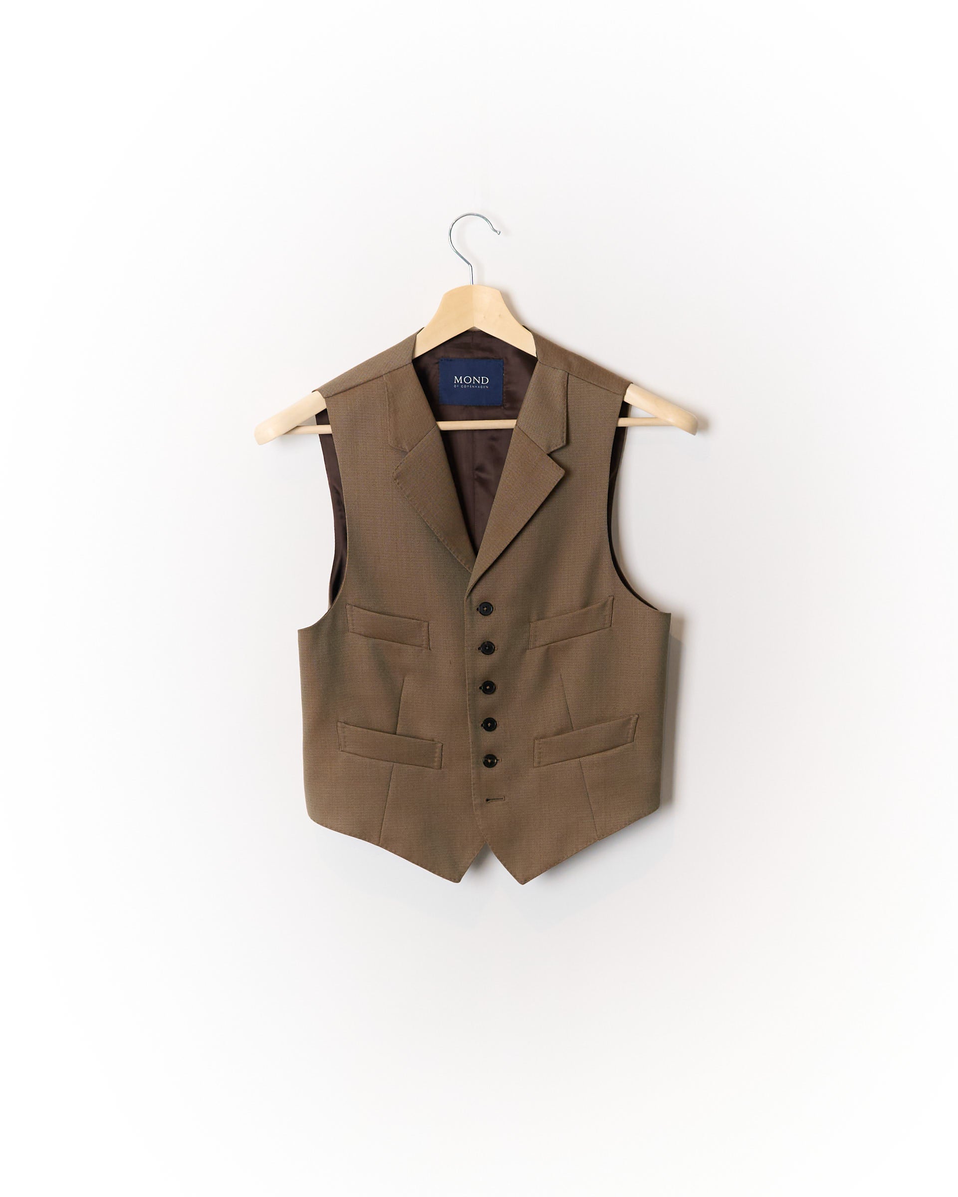 Mond Off Red Wide Legs and Vest Virgin Wool Suit