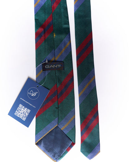 Gant Dark Green, Blue, Red and Yellow Striped Silk Tie