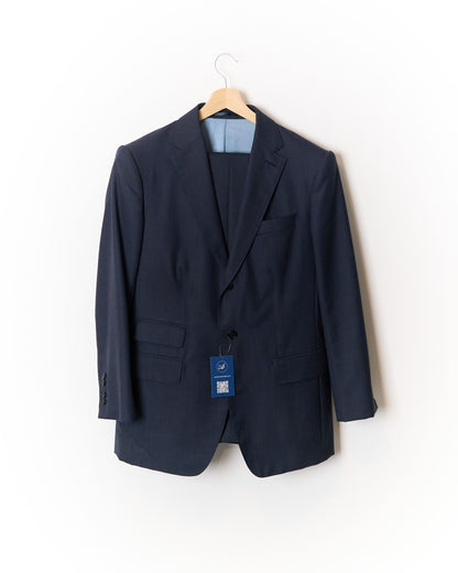 Mond Navy Checkered Wide Legs Wool Suit