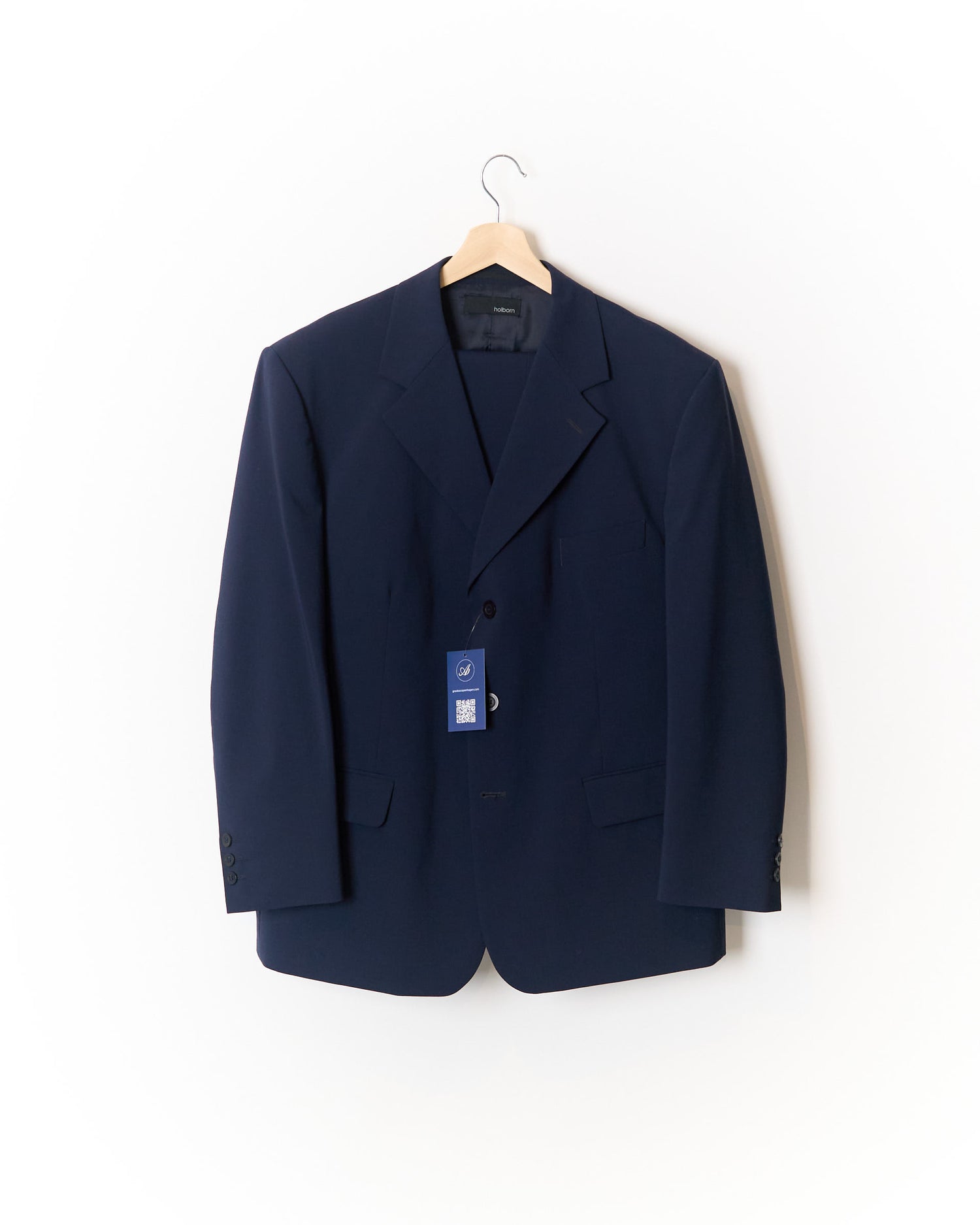 Holborn Navy Straigt Leg Wool Suit