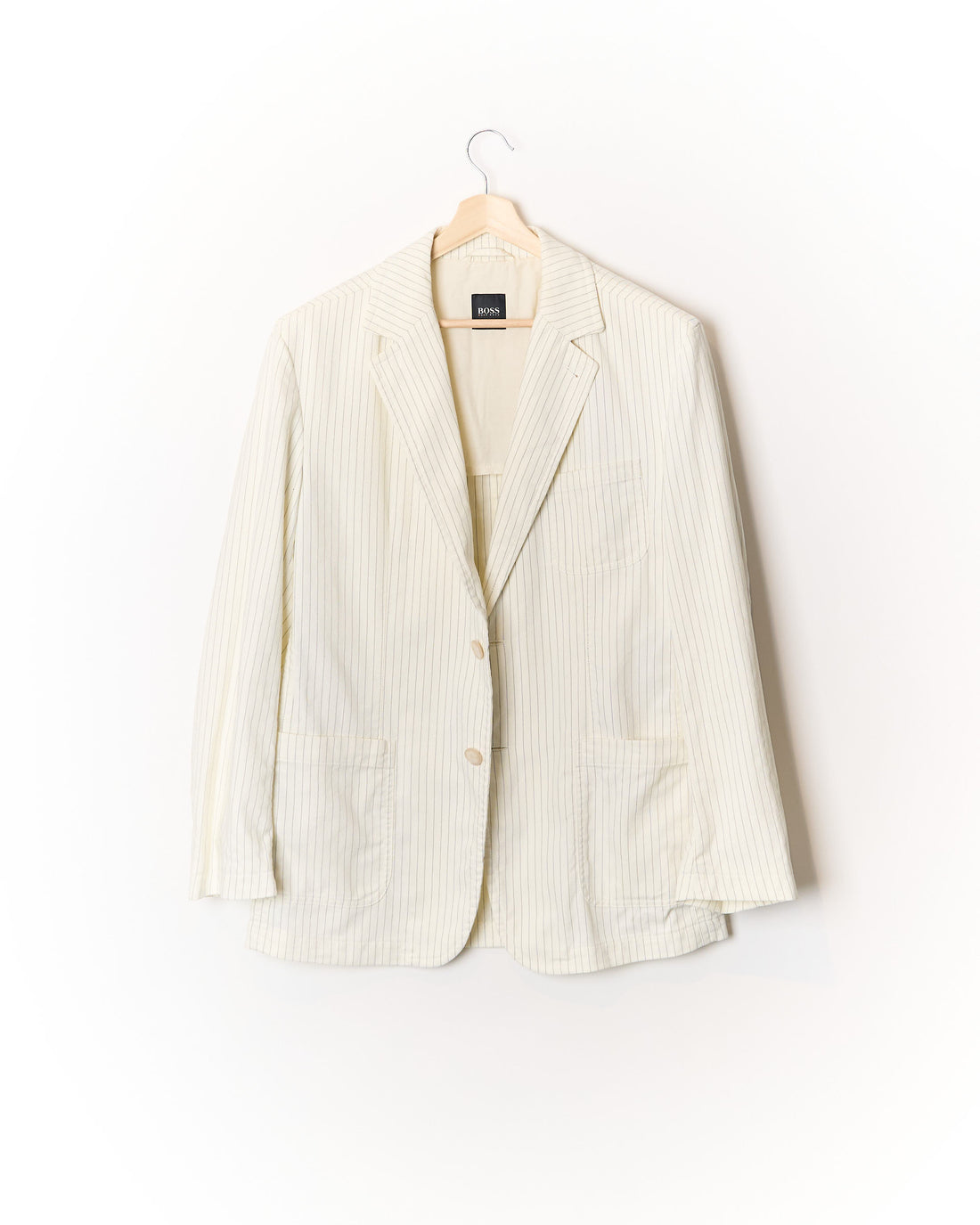 Hugo Boss White Pinstripe Linen and Cotton Costa Sport Jacket Blazer