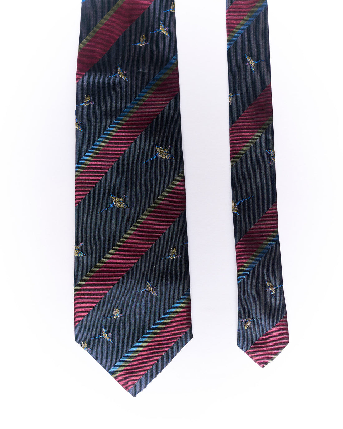 Navy and Red Striped Pheasant Crest Tie