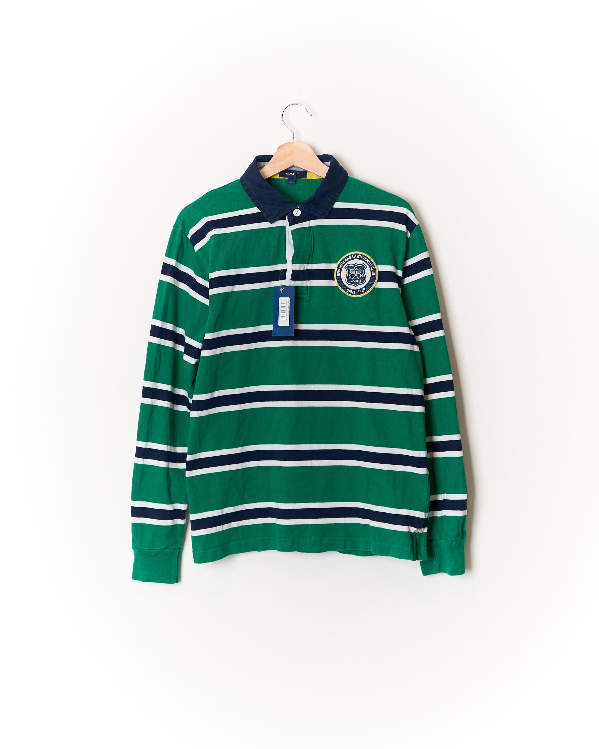 Gant Grøn, Navy and Green Striped Tennis Cotton Rugger