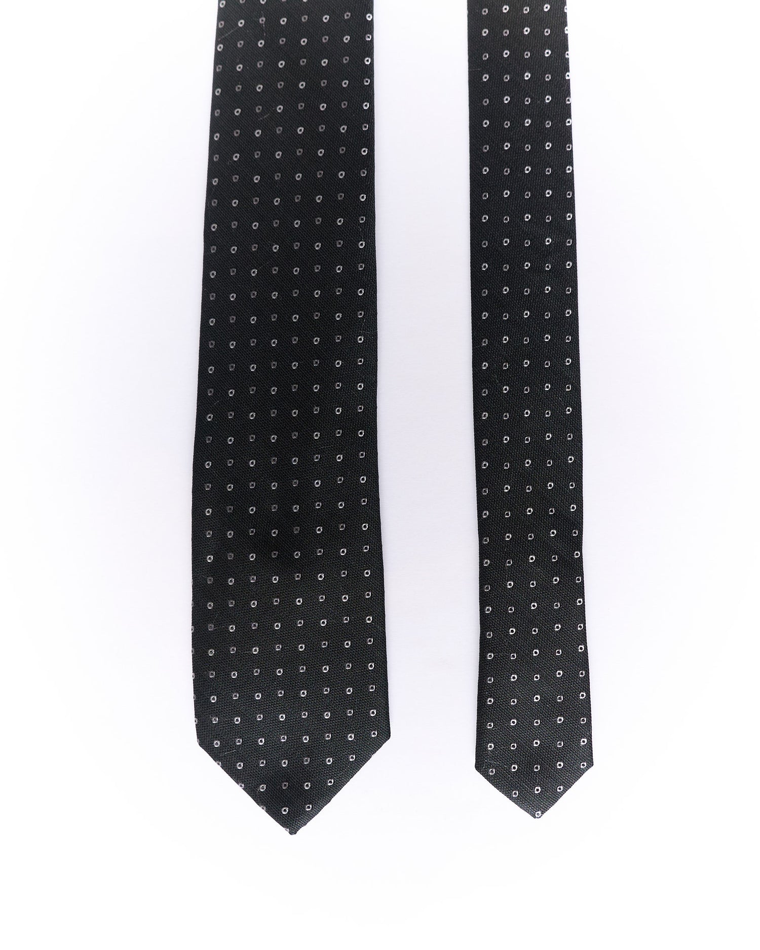 DNKY Black and White Dotted Slim Silk Tie