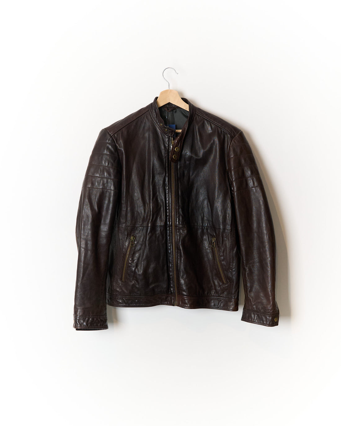 Matínique Brown Leather Full-Zip Jacket