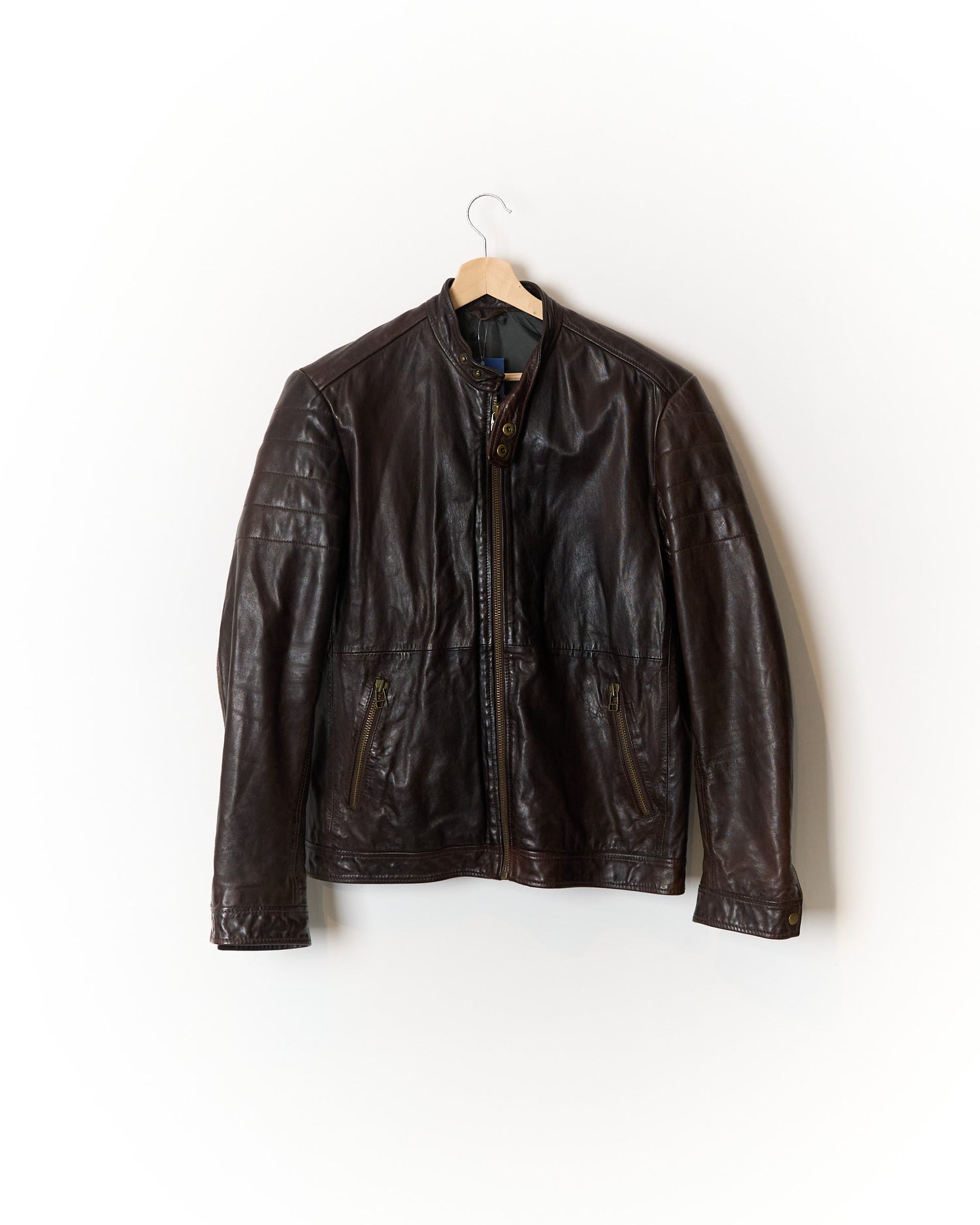 Matínique Brown Leather Full-Zip Jacket