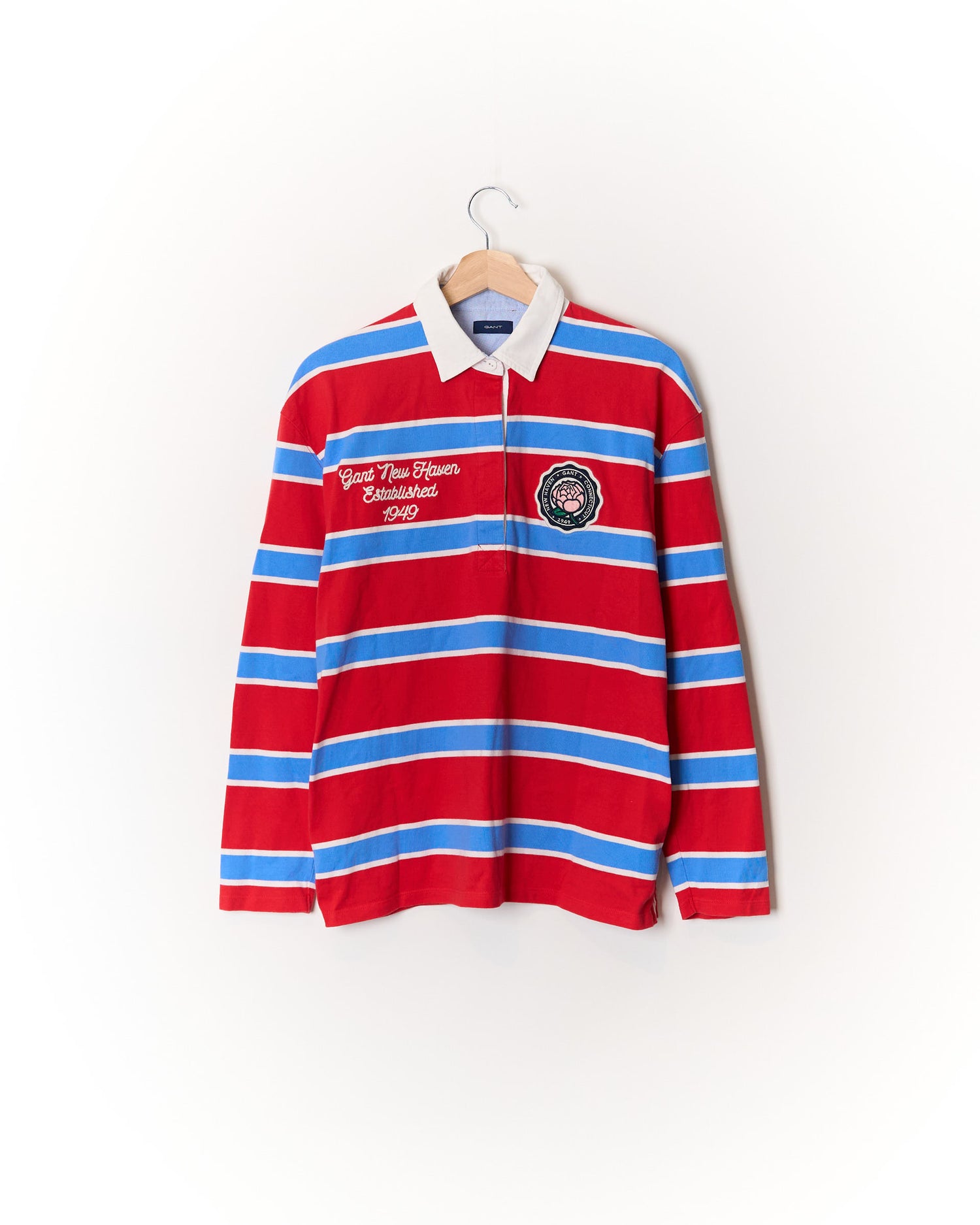 Gant Red, Blue and White Striped New Haven Cotton Rugger