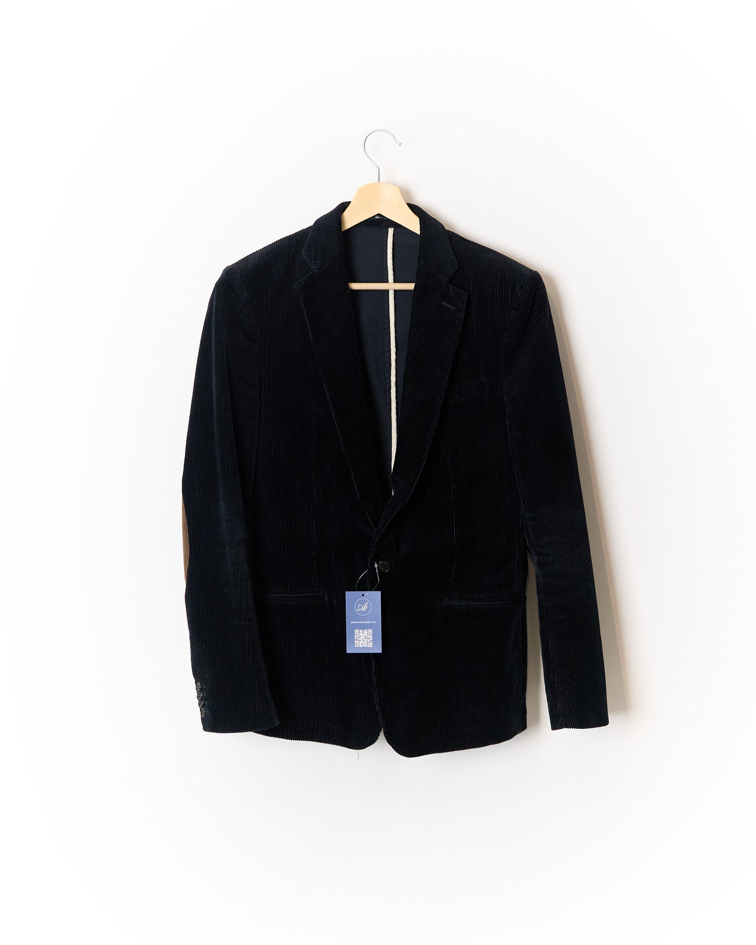 Filippa K Black Corduroy Elbow Patches Cotton Blazer