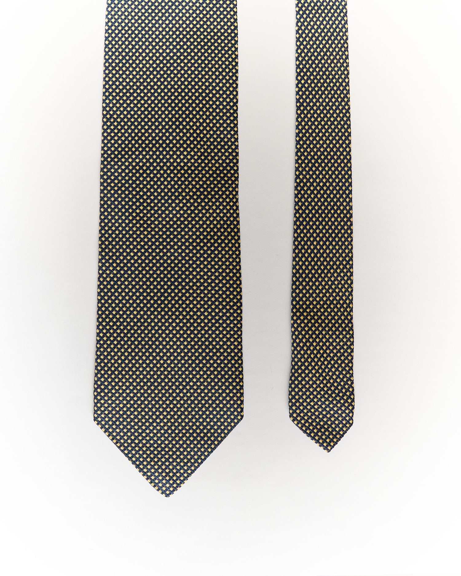 Giorgio Armani Navy and Yellow Checkered Silk Tie