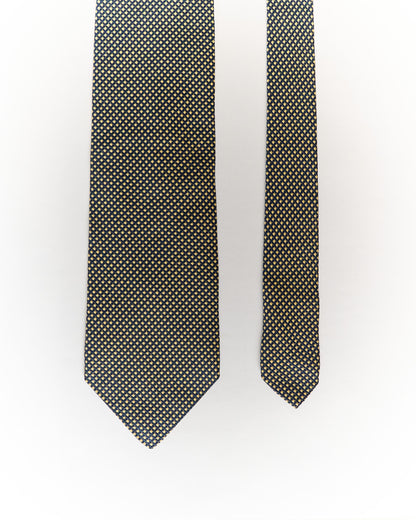 Giorgio Armani Navy and Yellow Checkered Silk Tie
