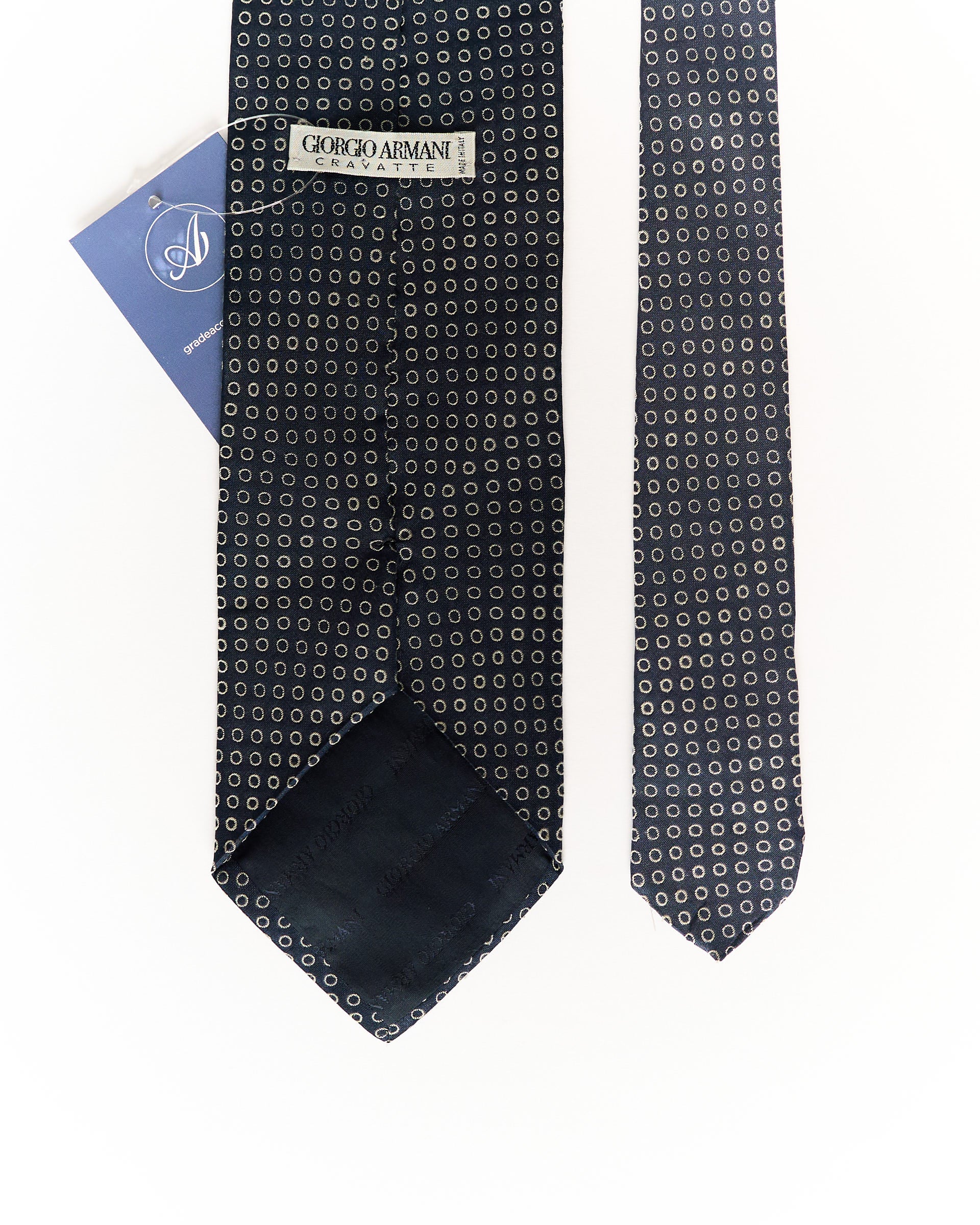 Giorgio Armani Navy Dotted Silk Tie