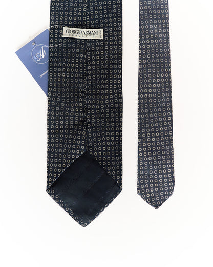 Giorgio Armani Navy Dotted Silk Tie