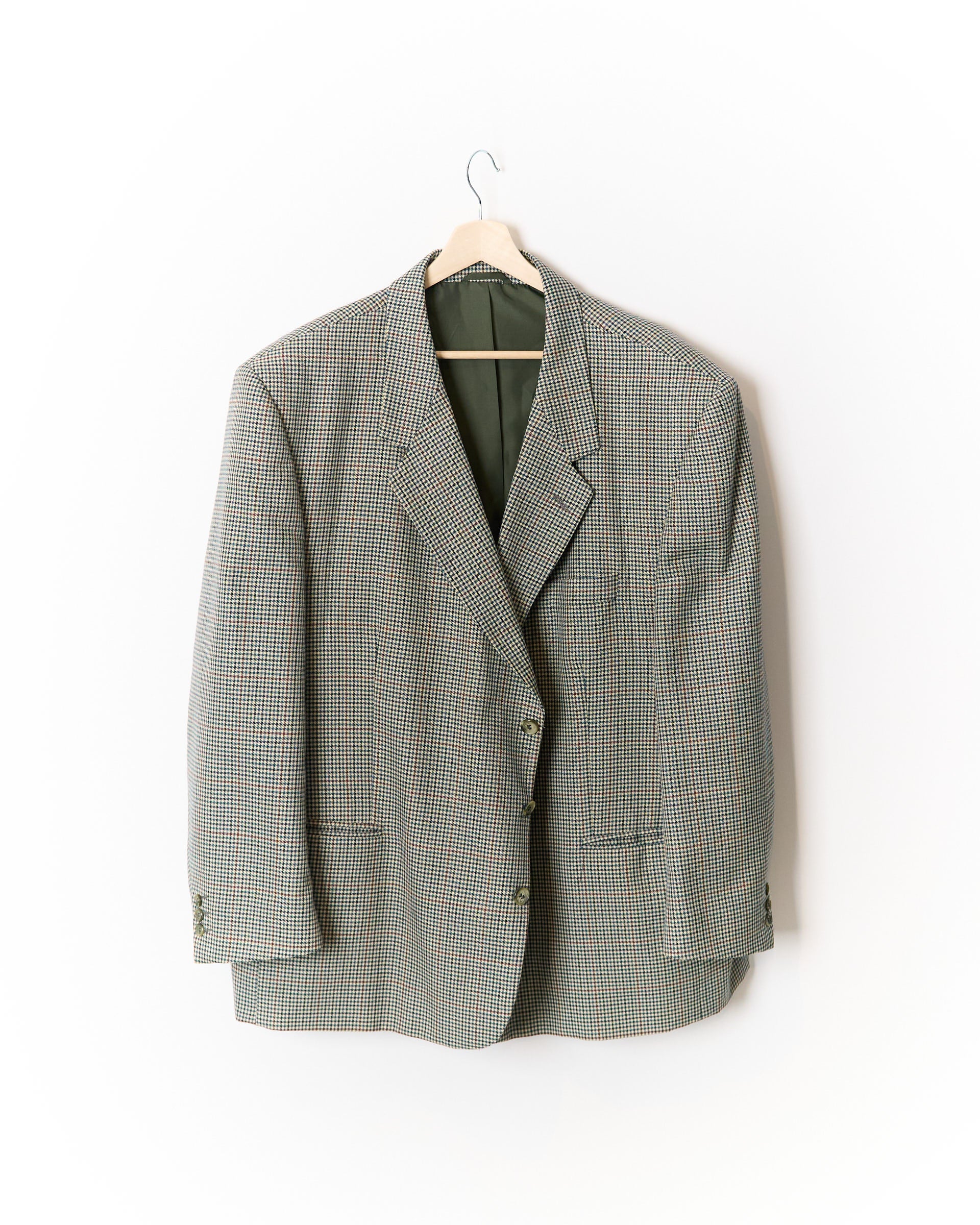 Beige, Green, Red and Navy Checkered Sport Jacket Wool Blazer
