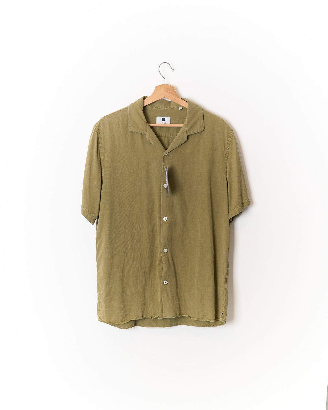 NN07 Khaki Green Tencel and Linen Miyagi Short Sleeved Shirt