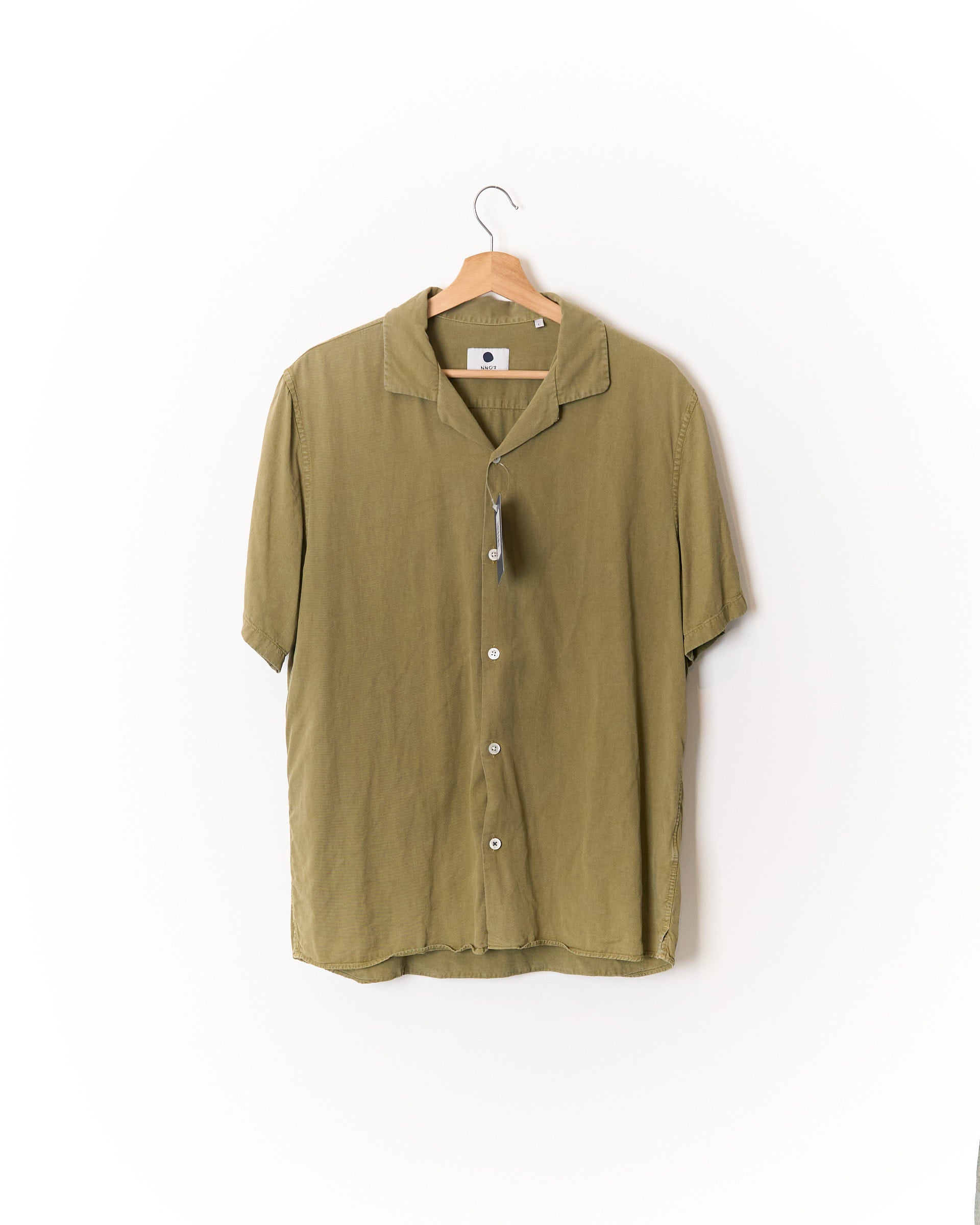 NN07 Khaki Green Tencel and Linen Miyagi Short Sleeved Shirt