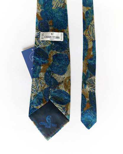 Cerruti Blue and Brown Flower Print Tie