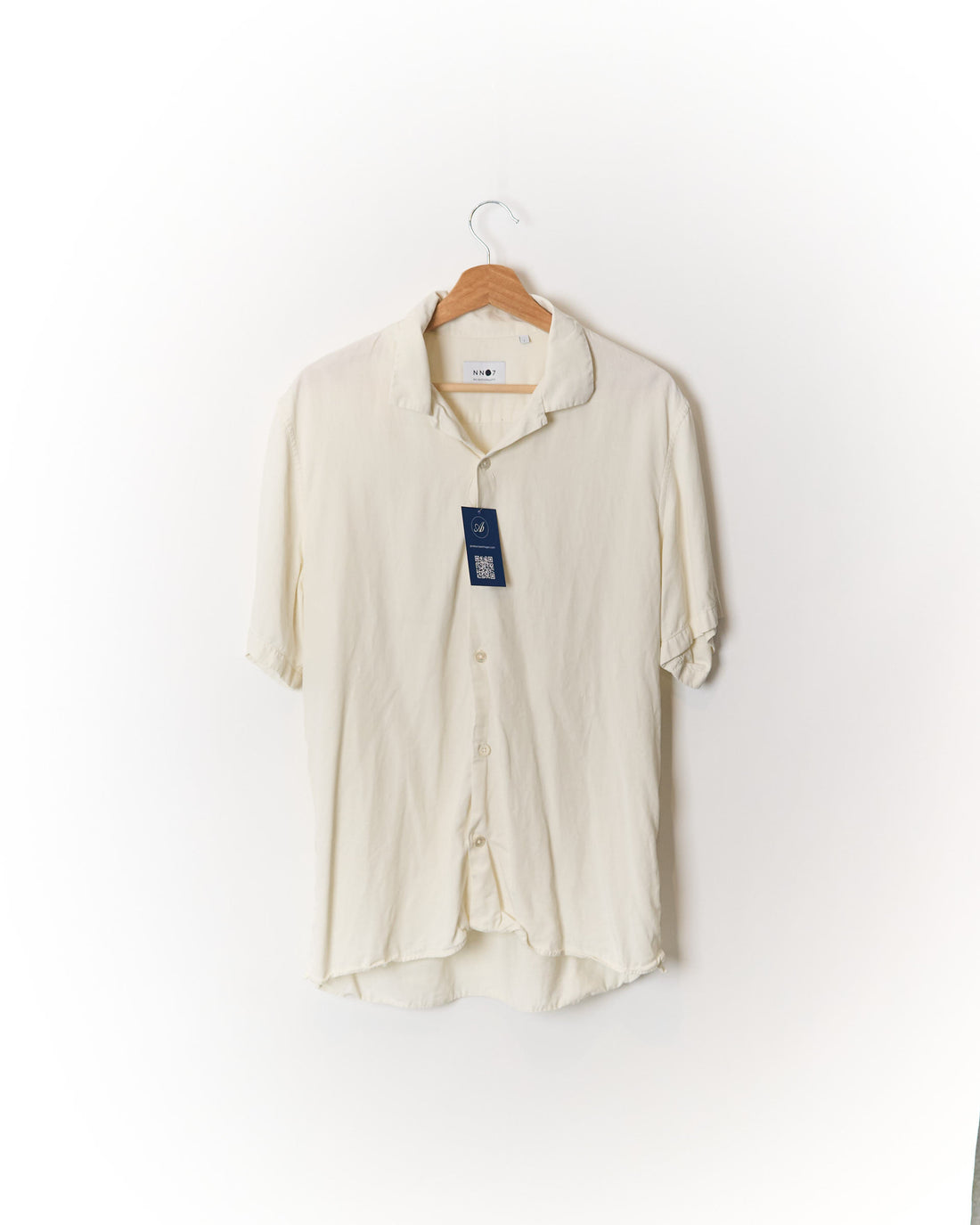 NN07 White Tencel and Linen Miyagi Short Sleeved Shirt