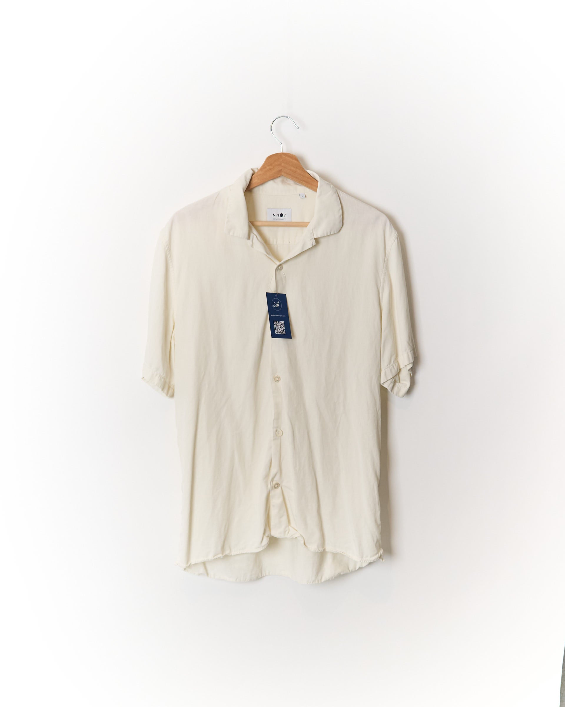 NN07 White Tencel and Linen Miyagi Short Sleeved Shirt