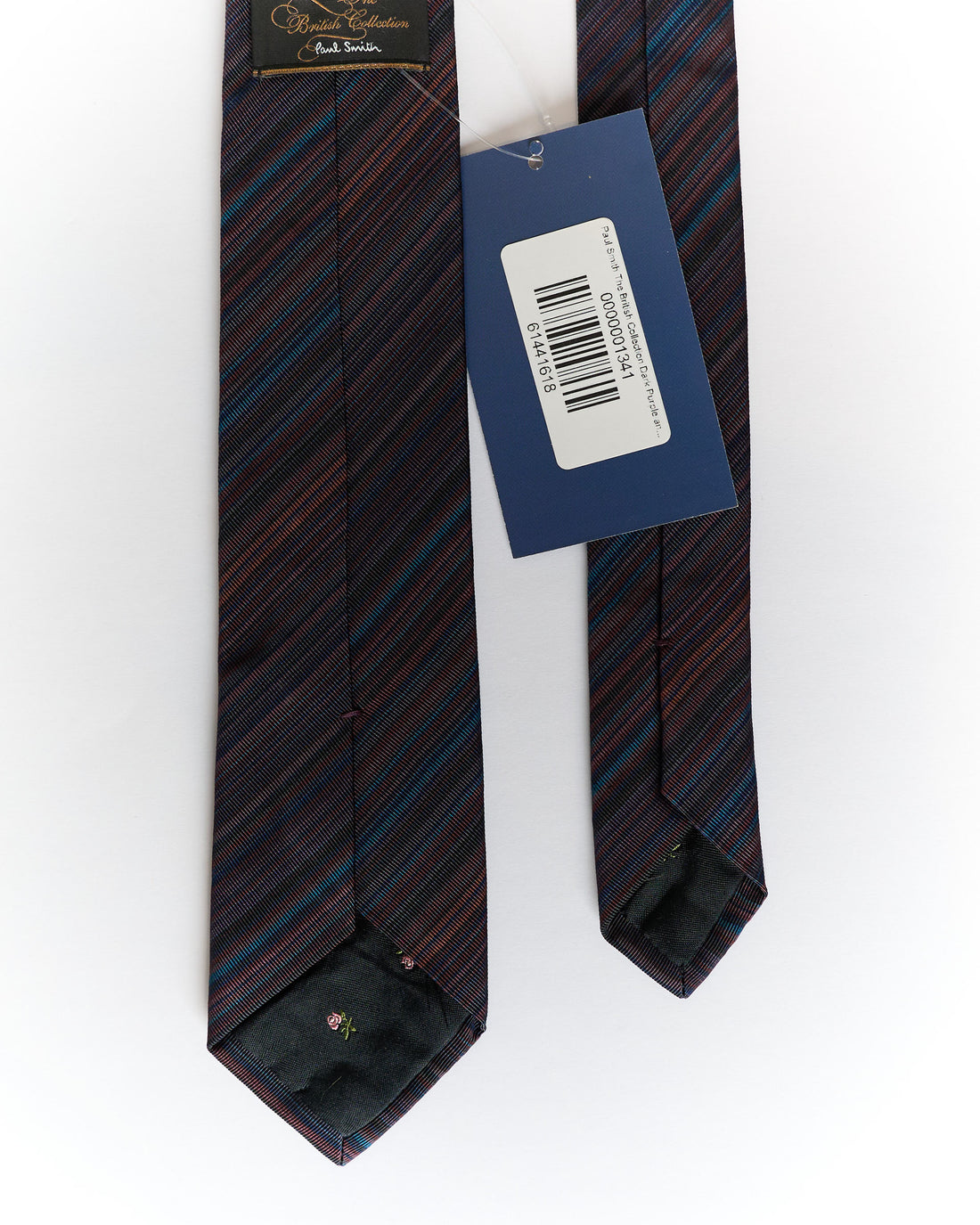 Paul Smith The British Collection Dark Purple and Blue Slim Striped Tie