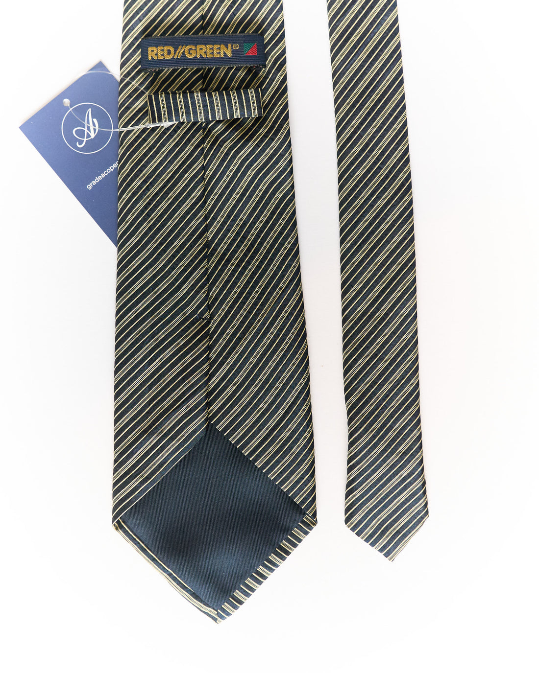 Redgreen Black and Gold Striped Silk Tie