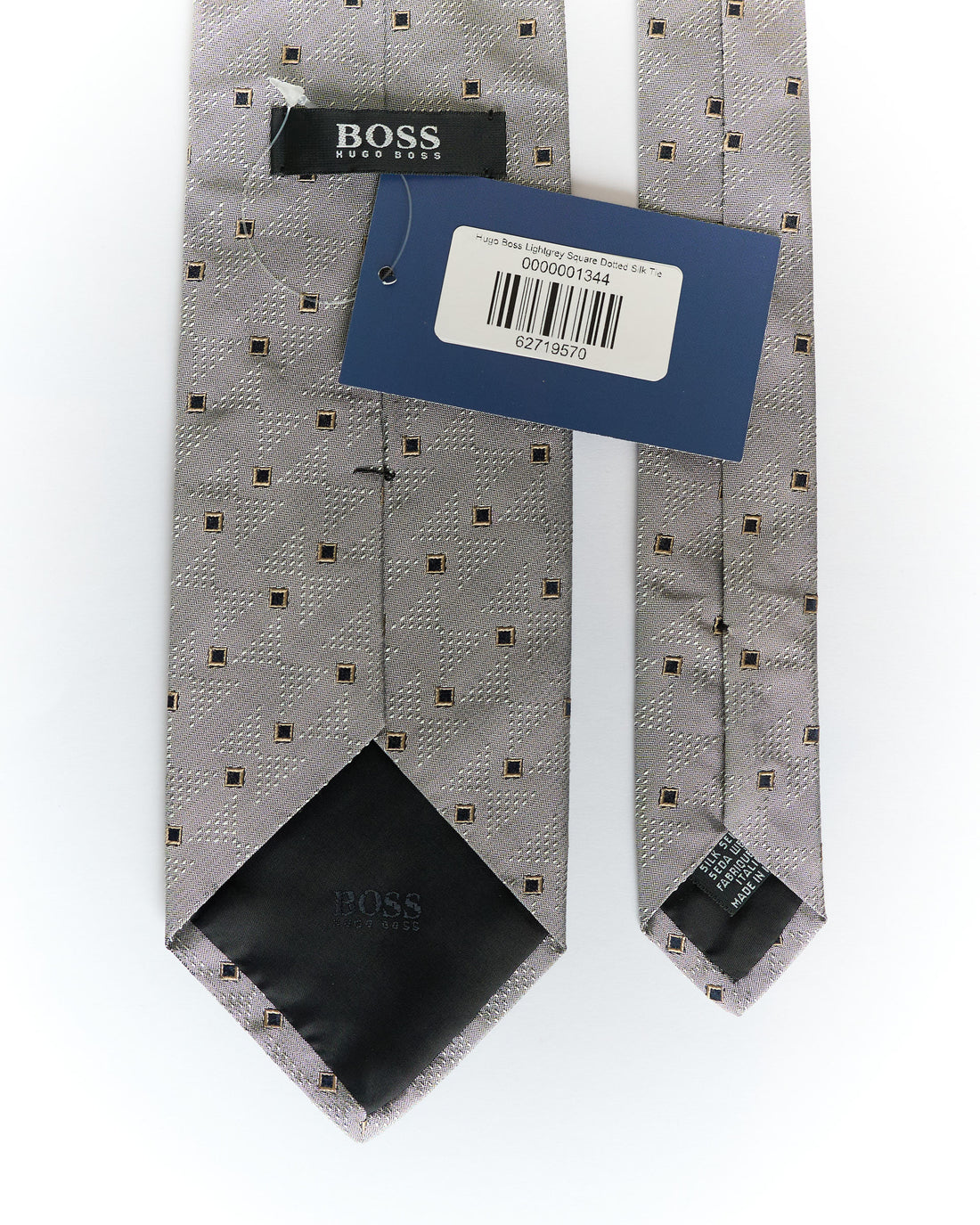 Hugo Boss Lightgrey Square Dotted Silk Tie