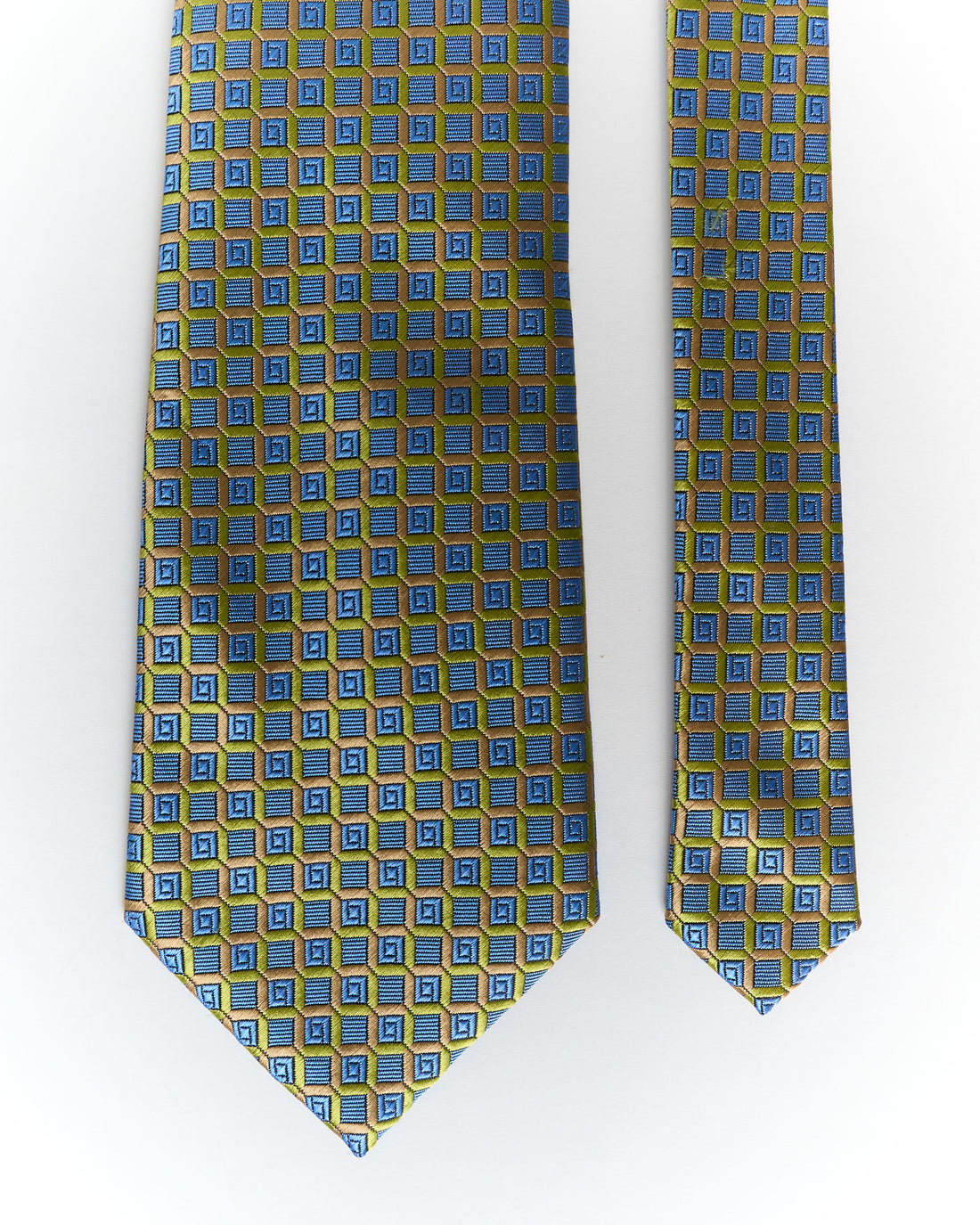 Giorgio Armani Green and Blue Square Silk Tie