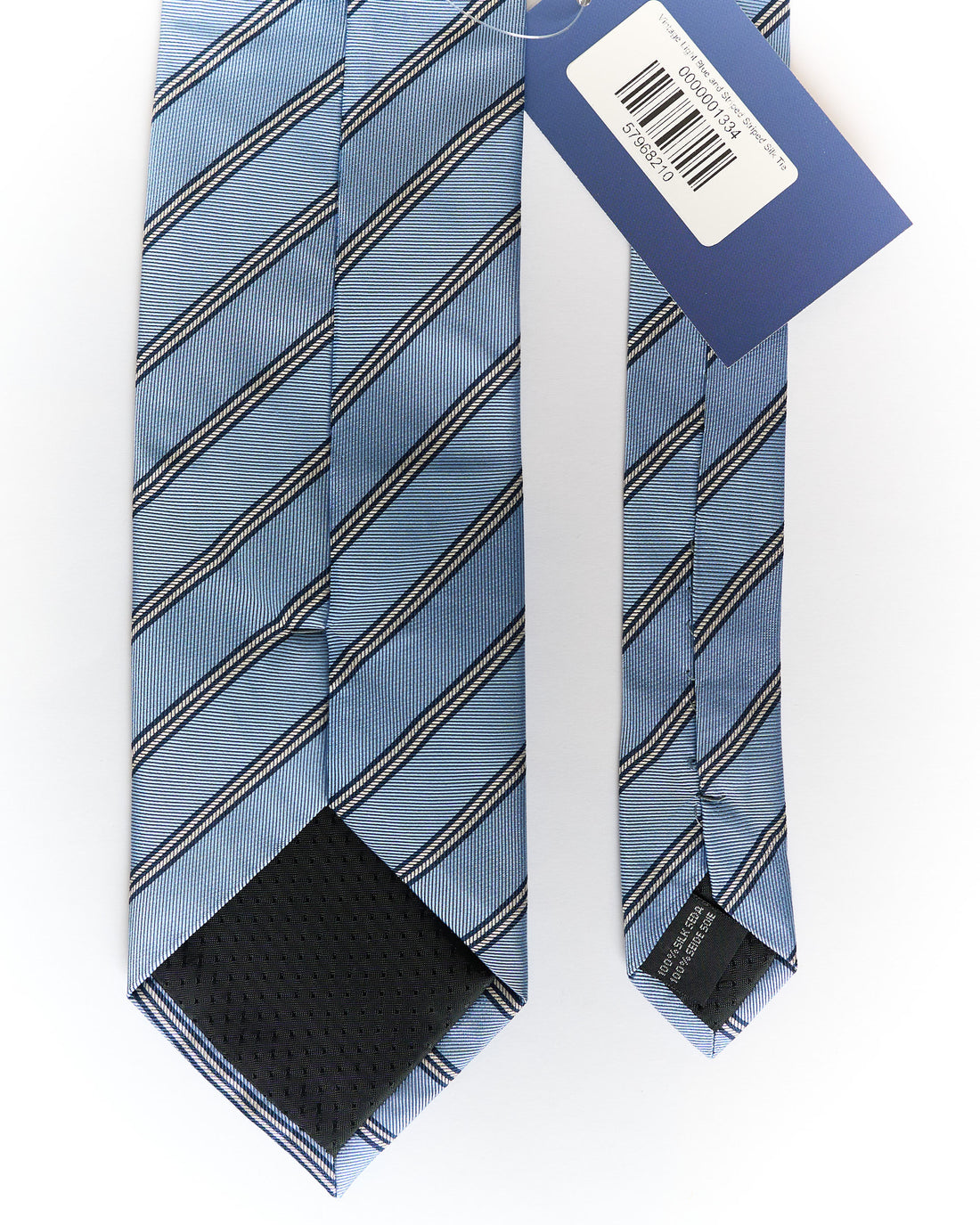 Vintage Light Blue and Striped Striped Silk Tie